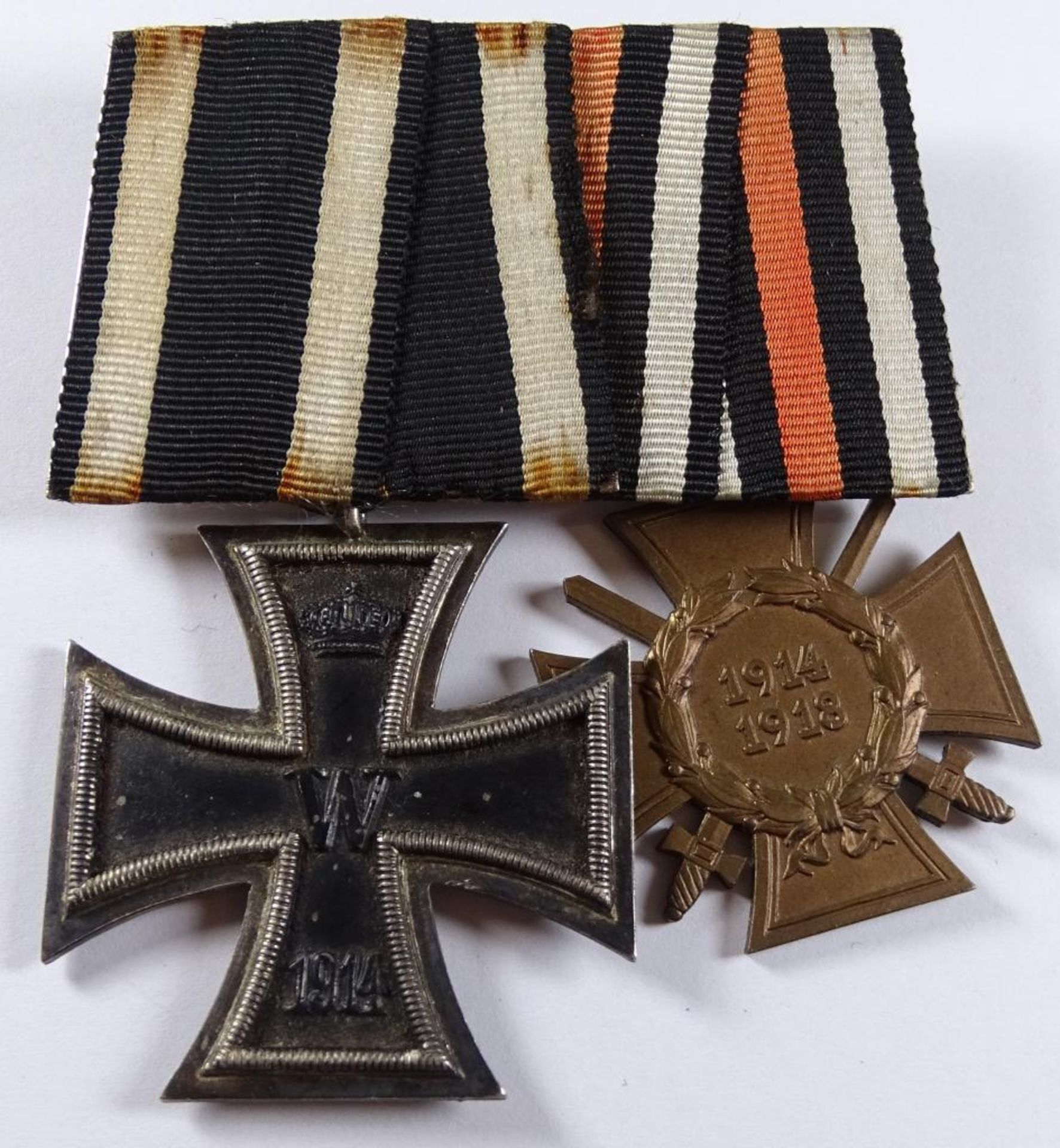 Spange mit Eisernes Kreuz 1.WK,2.Kl, und Kriegsteilnehmerkreuz