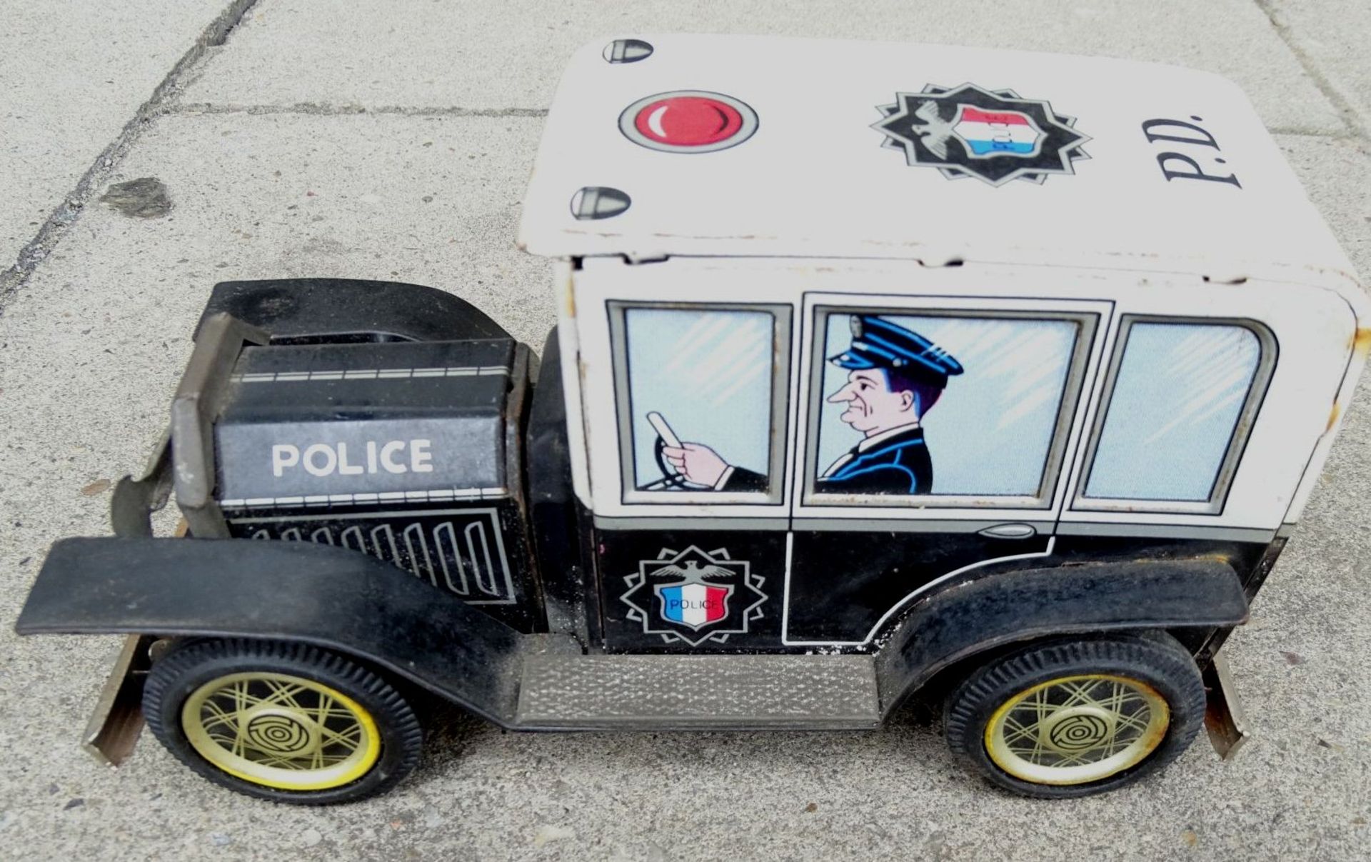 Blech Polizeiauto "Daiya-Japan", bespielt, H-8 cm, L-17 cm - Bild 4 aus 6