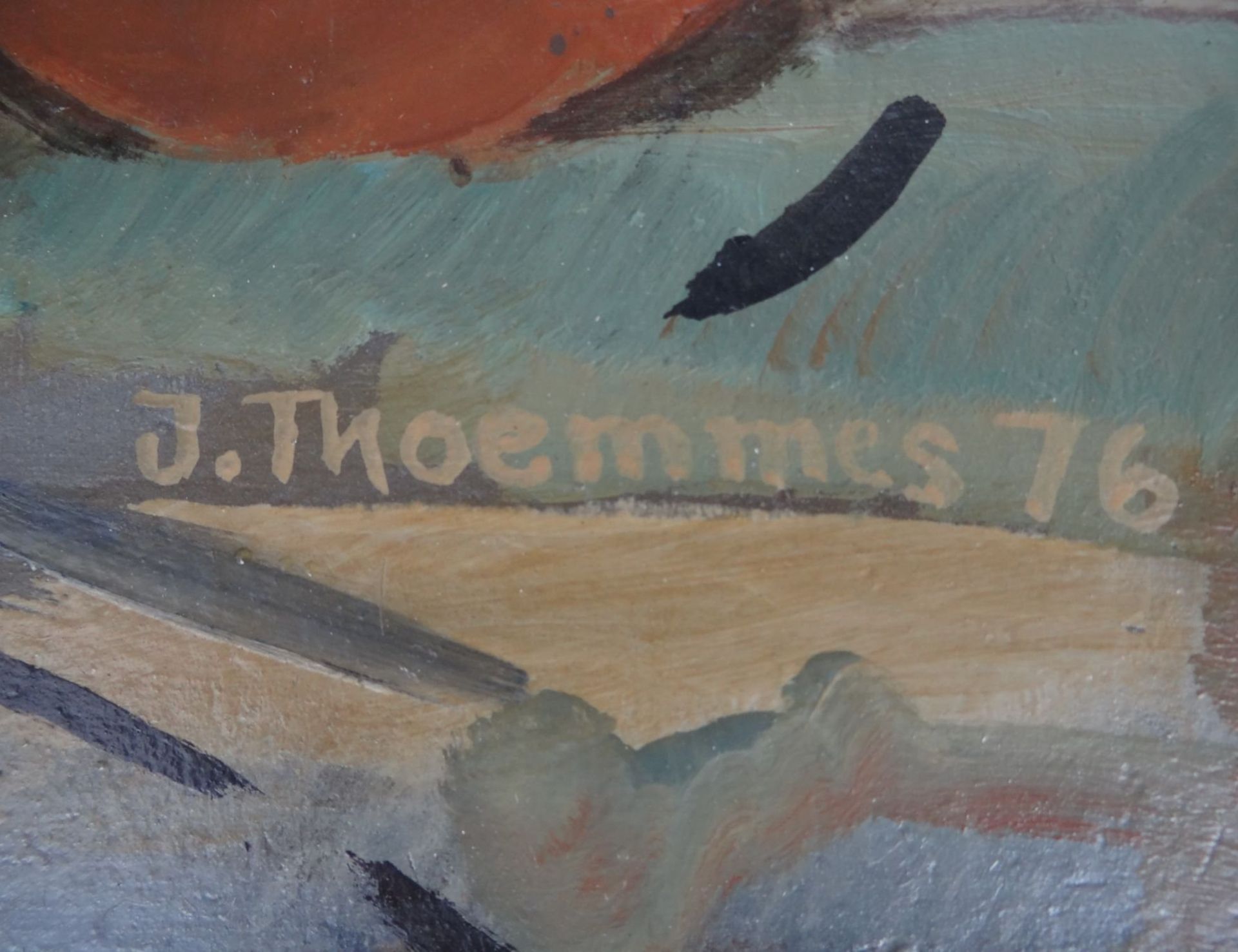 Johannes THOEMMES (XX-XXI) "Autowrack" Öl/Malfaser, gerahmt, RG 34x70 c - Bild 3 aus 4
