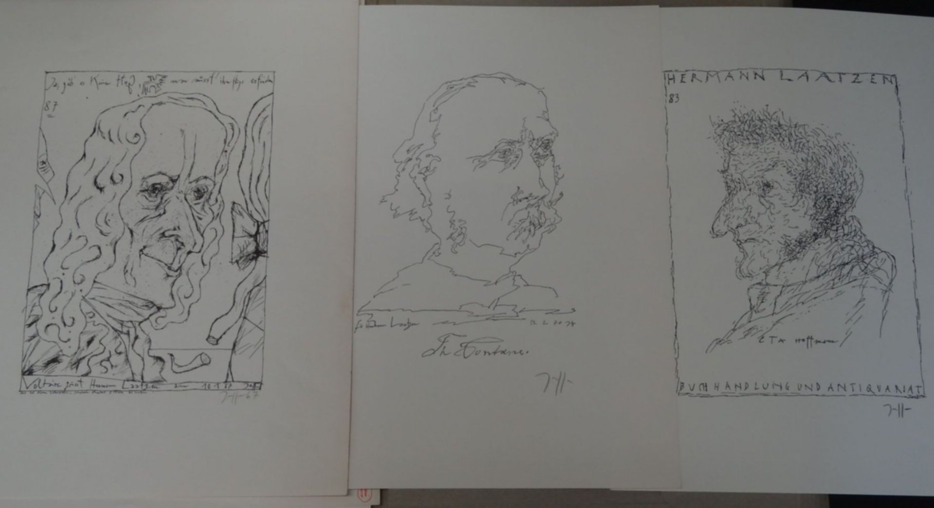 Horst JANSSEN (1929-1995), Mappe mit 12 Portrait-Grafiken, alle signiert, BG ca. 37x28 cm, bis 38x30 - Bild 4 aus 6