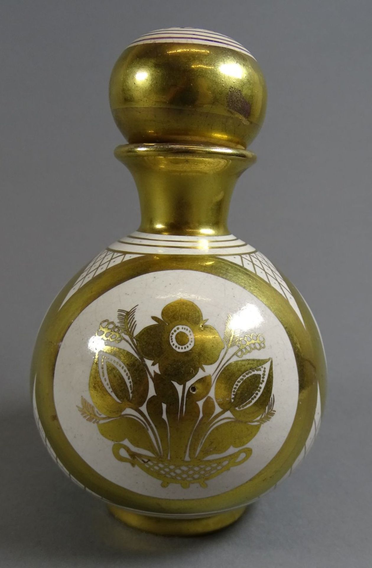 Flacon mit Golddekor, H-13 cm