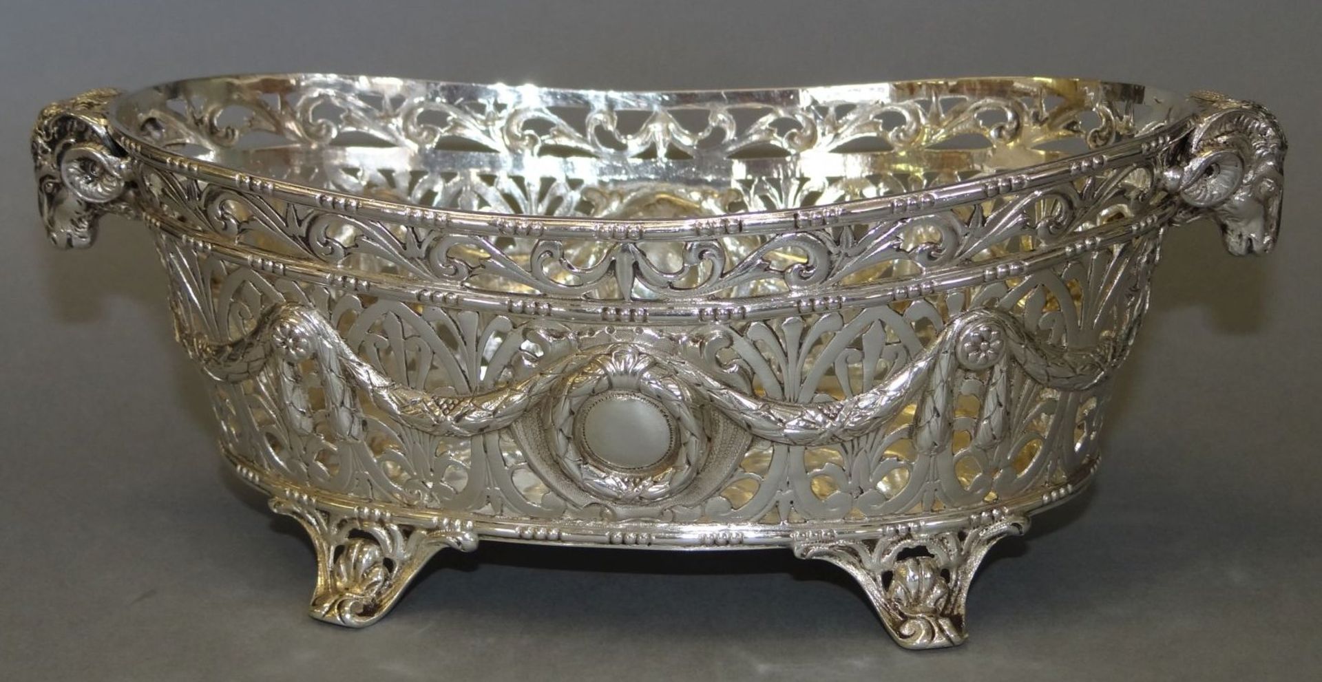 ovale Silberschale-800-, beidseitig mit Widderköpfen, H-8 cm, 21x10 cm, 290 gr - Bild 4 aus 8