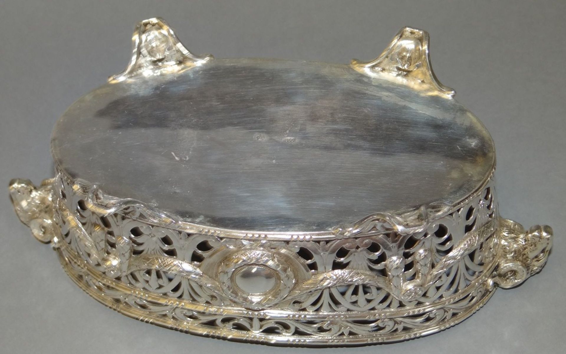 ovale Silberschale-800-, beidseitig mit Widderköpfen, H-8 cm, 21x10 cm, 290 gr - Bild 7 aus 8