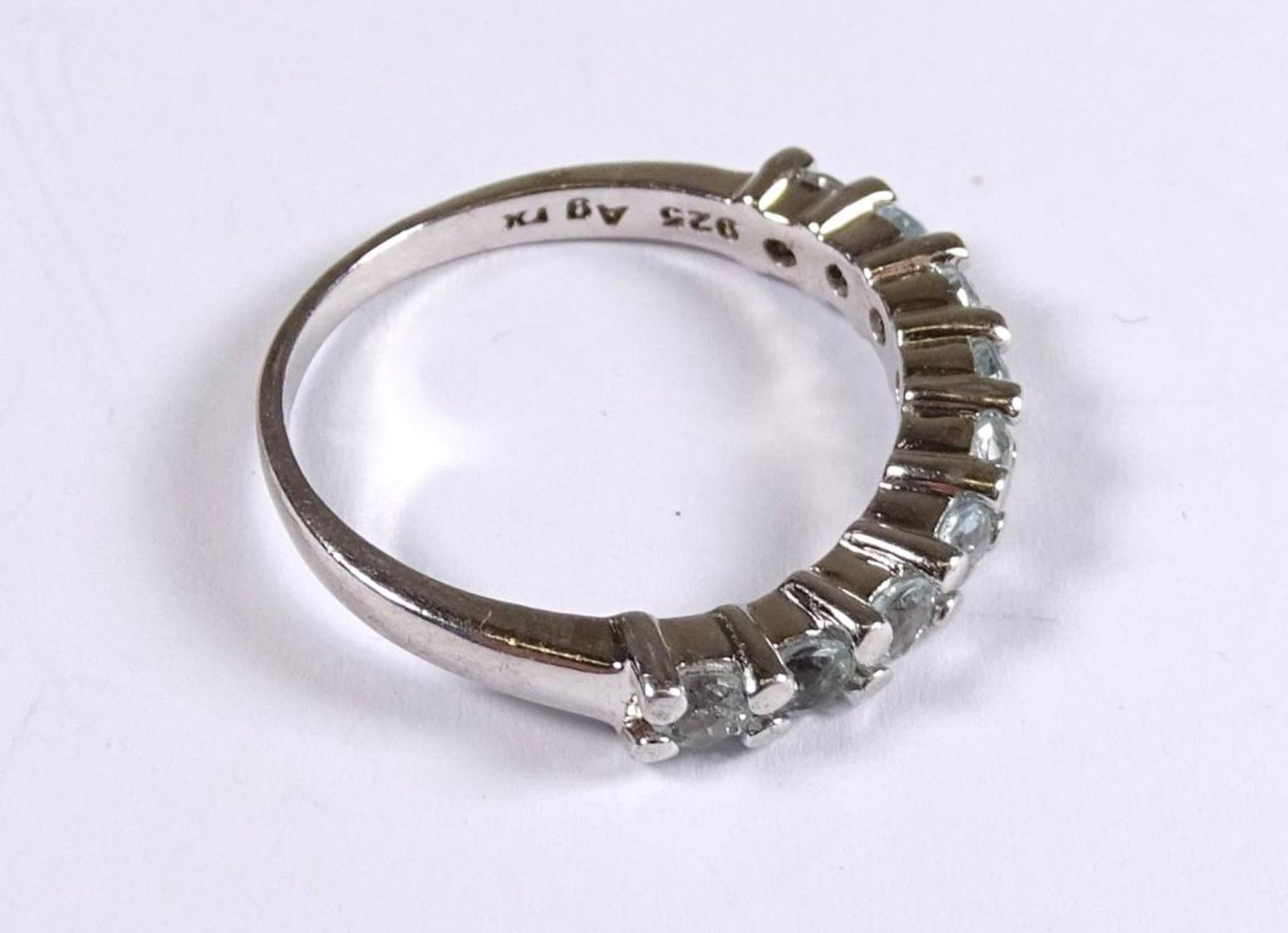 Ring, Silber 925/000, mit hellblauen Steinen, 3,25gr., RG 59 - Bild 2 aus 3