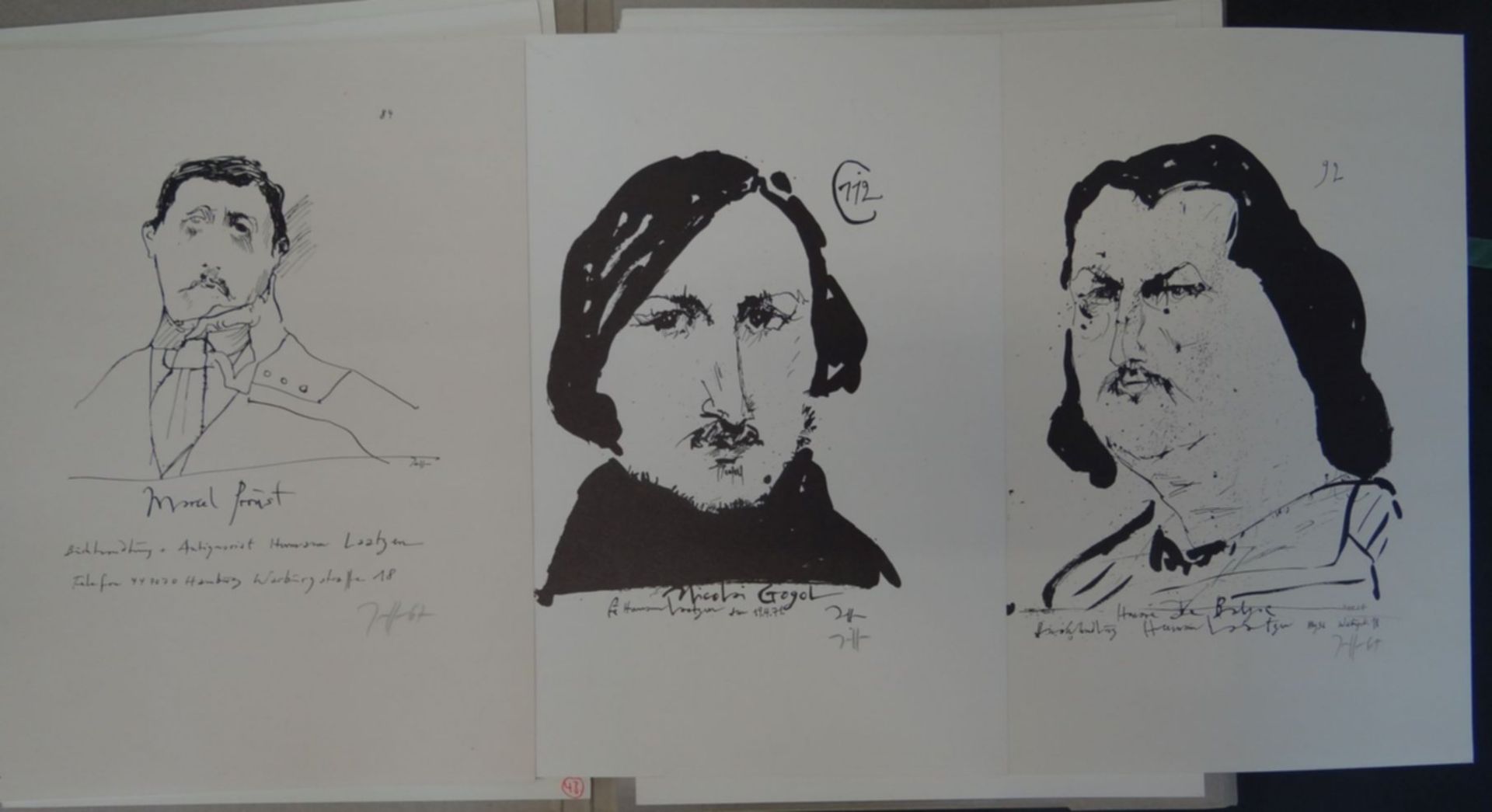 Horst JANSSEN (1929-1995), Mappe mit 12 Portrait-Grafiken, alle signiert, BG ca. 37x28 cm, bis 38x30 - Bild 2 aus 6