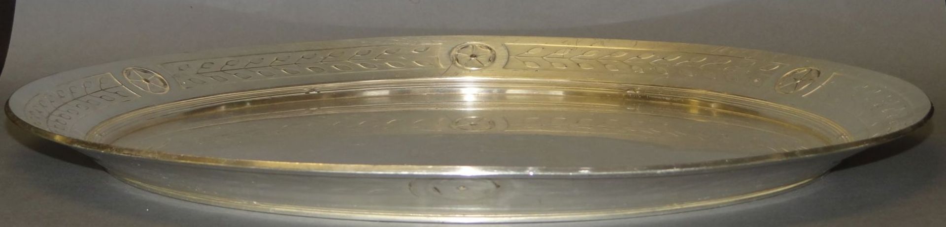 grosse versilb. Platte, Alters-u. Gebrauchsspuren, D-39 cm - Bild 3 aus 5