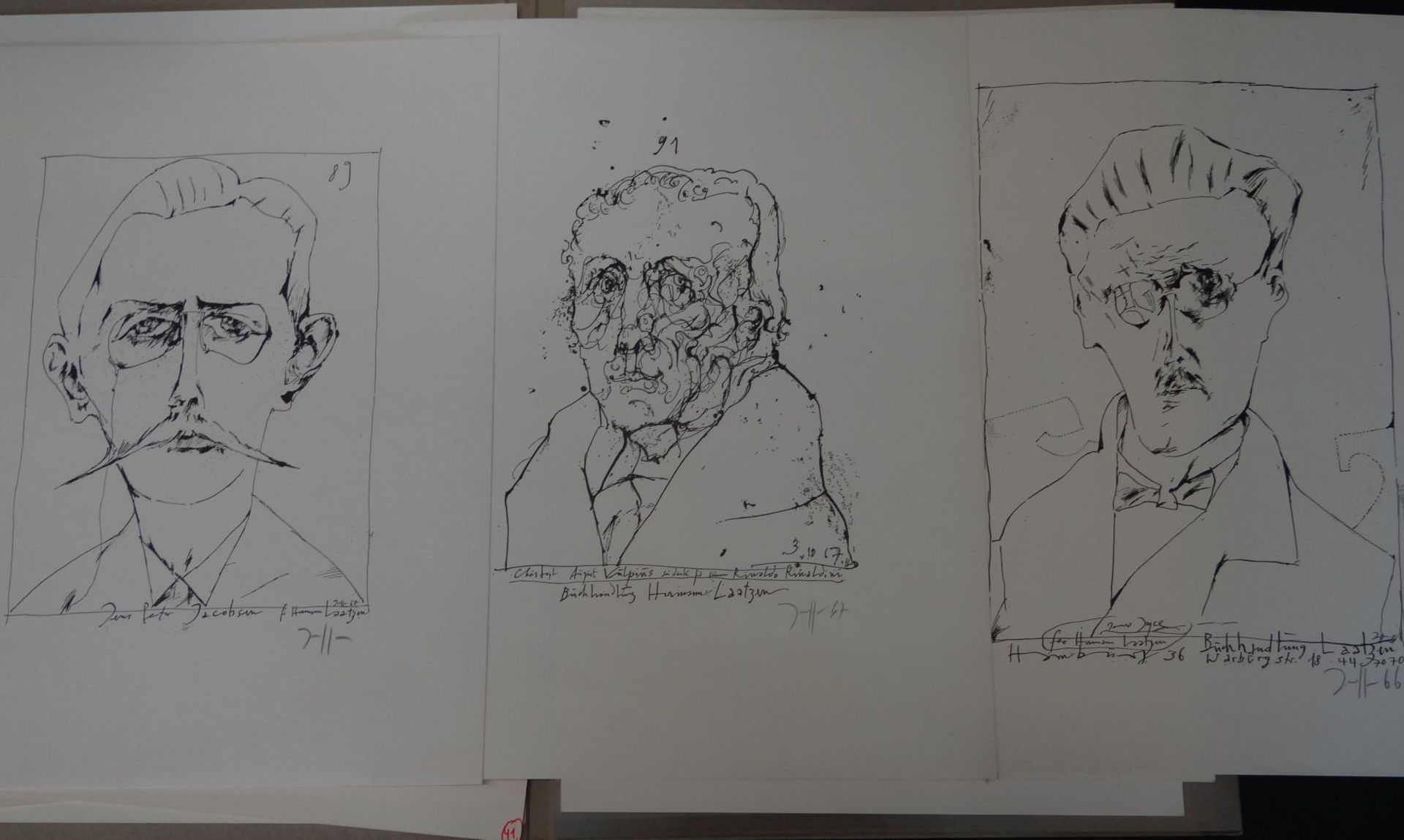 Horst JANSSEN (1929-1995), Mappe mit 12 Portrait-Grafiken, alle signiert, BG ca. 37x28 cm, bis 38x30 - Bild 3 aus 6