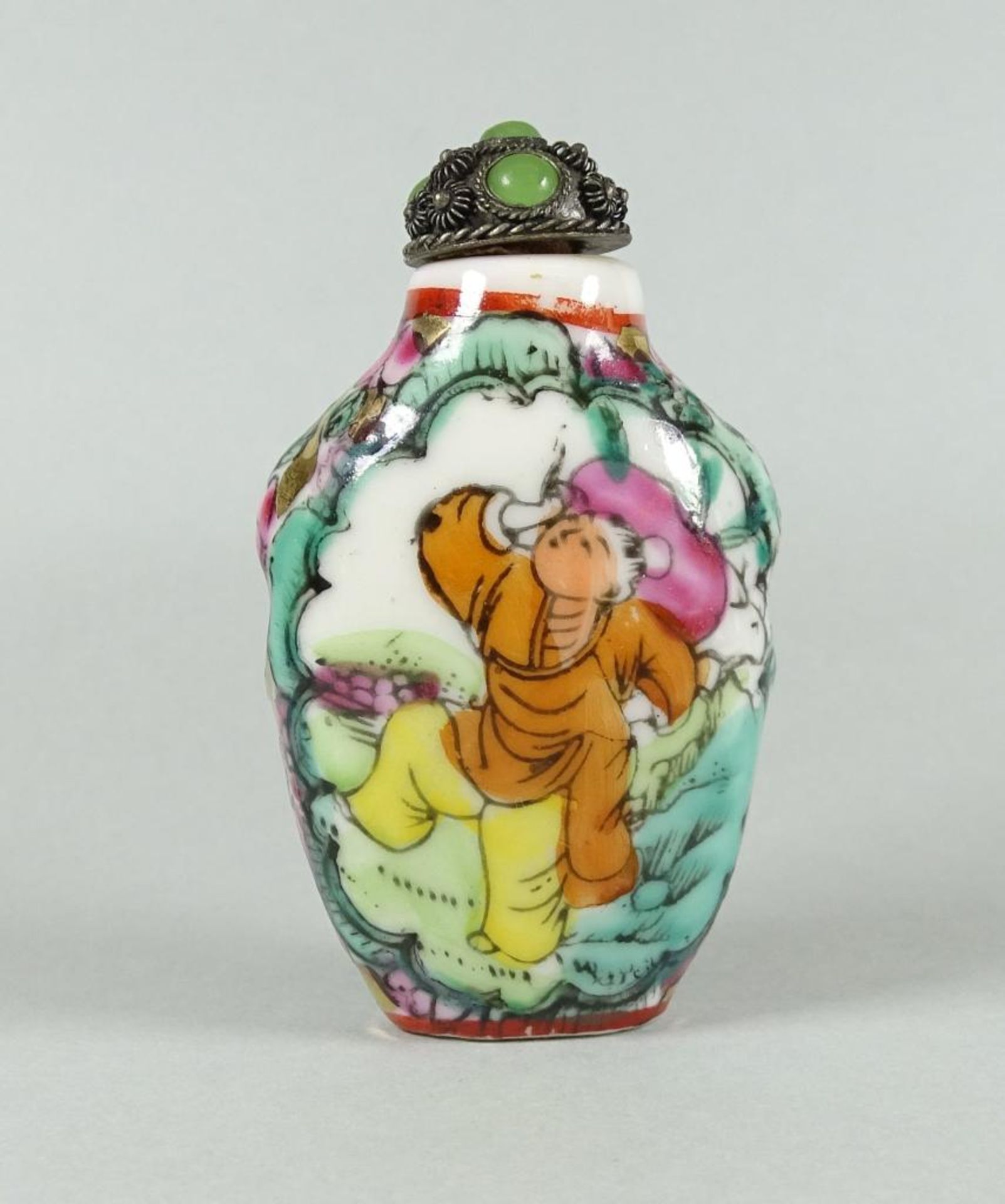 Snuffbottle, Zwischenglasmalerei, China, H-7 cm