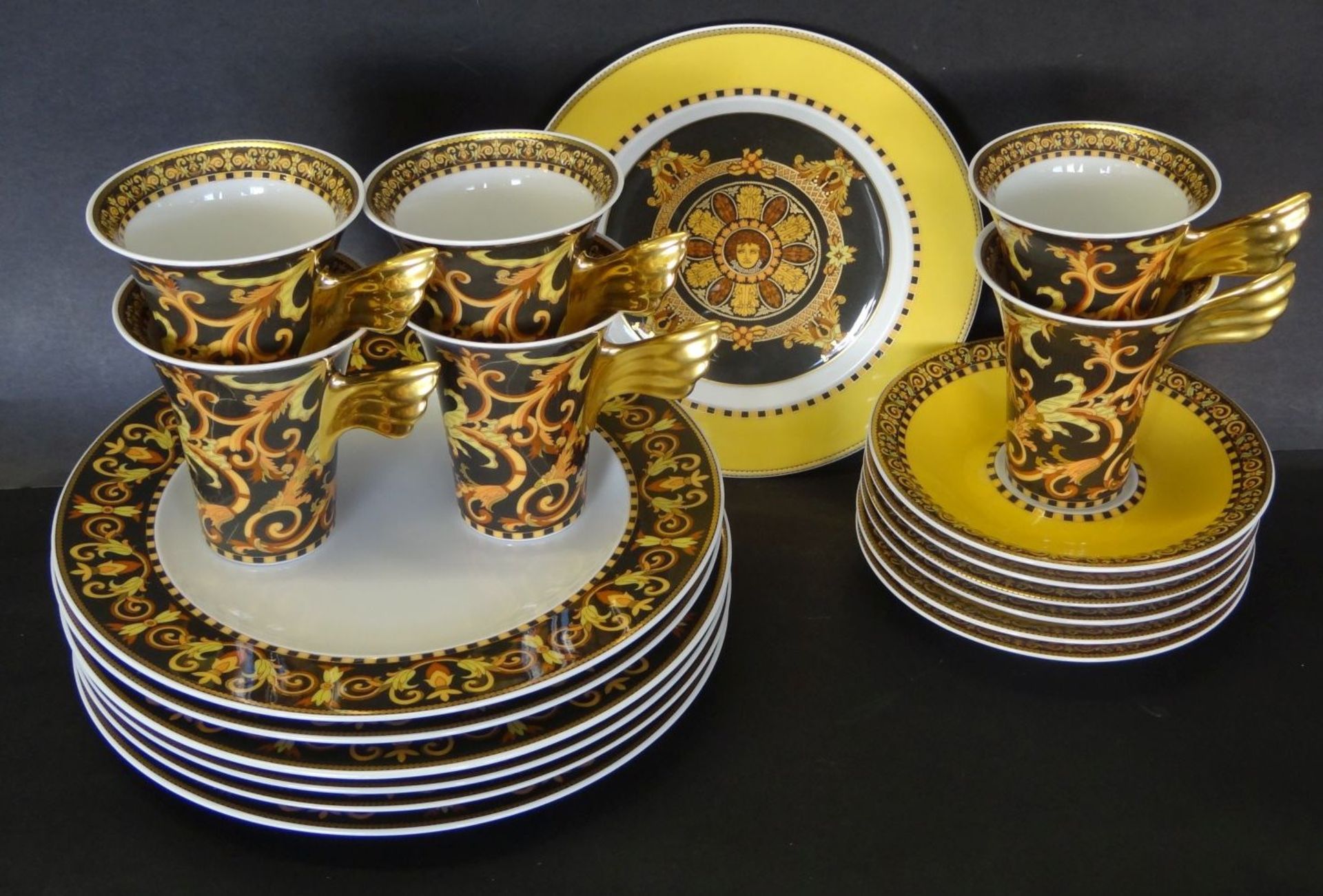 6x komplette Gedecke "Rosenthal" Versace, Dekor Barocco, anbei ein einzelner Kuchenteller, zus. 19 - Bild 4 aus 6