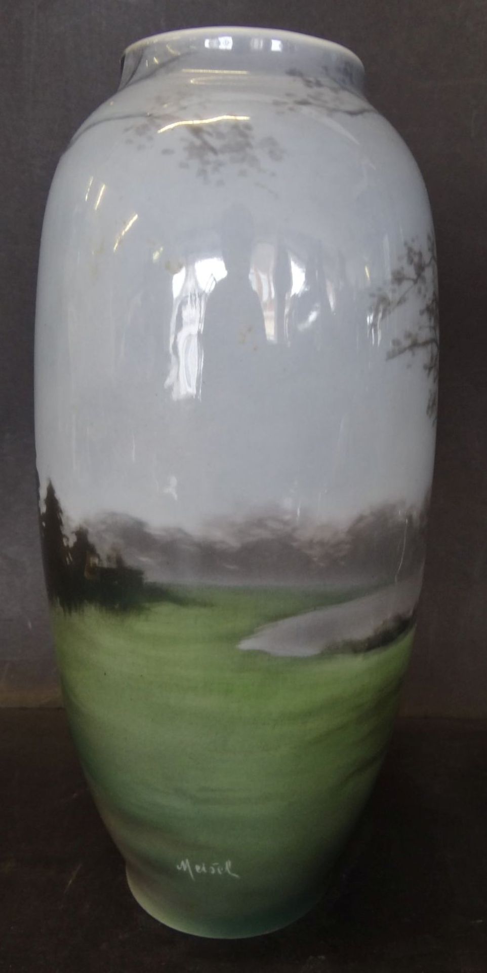 Vase, Hugo MEISEL (1887-1966) "Heubach" Landschaftsmalerei, signiert, H-24,5 cm - Bild 3 aus 6