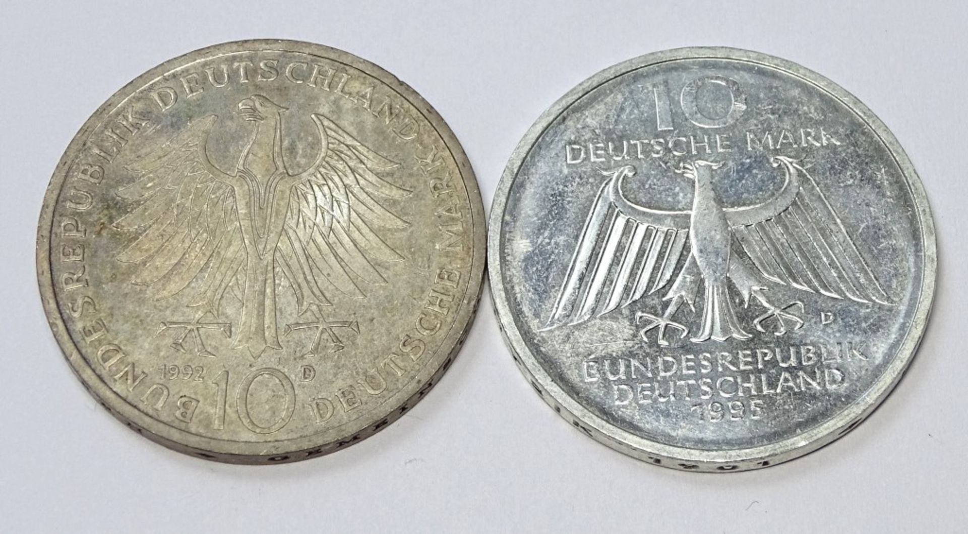 2x 10 DM Sondermünzen, 1992 und 199