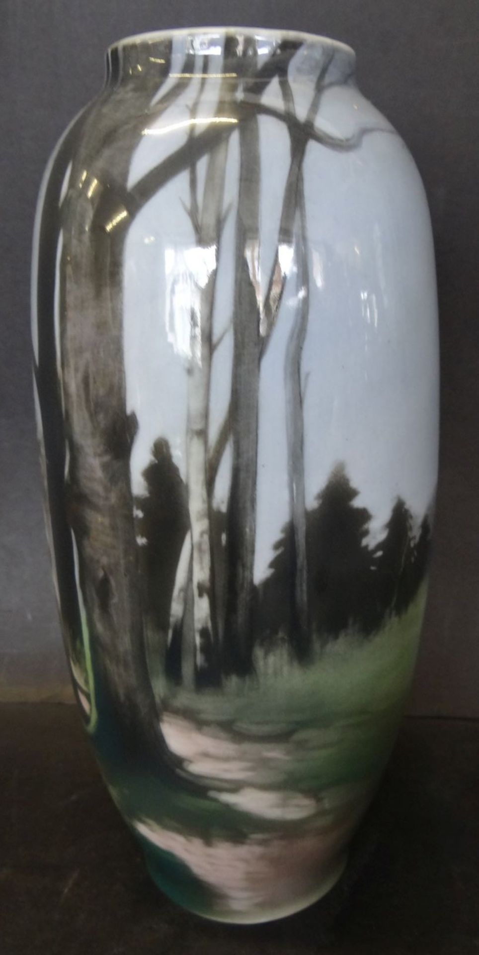 Vase, Hugo MEISEL (1887-1966) "Heubach" Landschaftsmalerei, signiert, H-24,5 cm