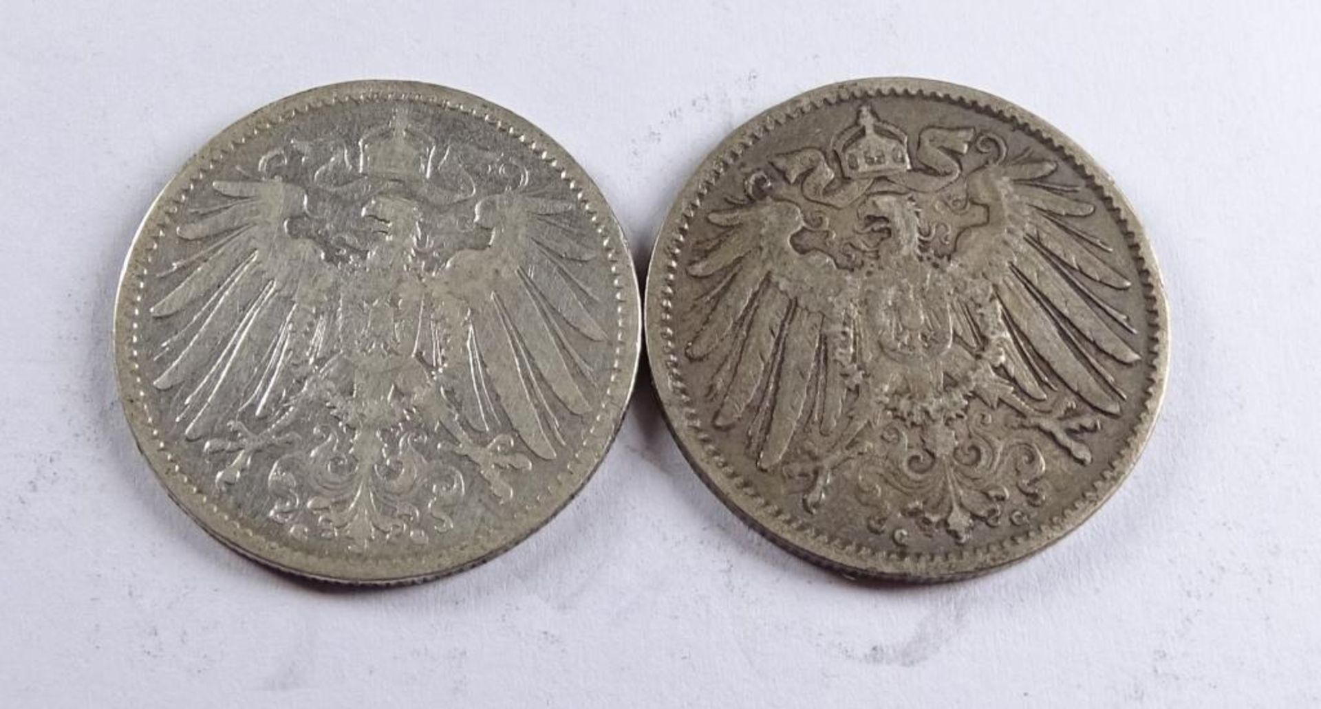 2x 1 Deutsche Reichsmark,beide 1892,zus.10,8gr. - Bild 2 aus 2