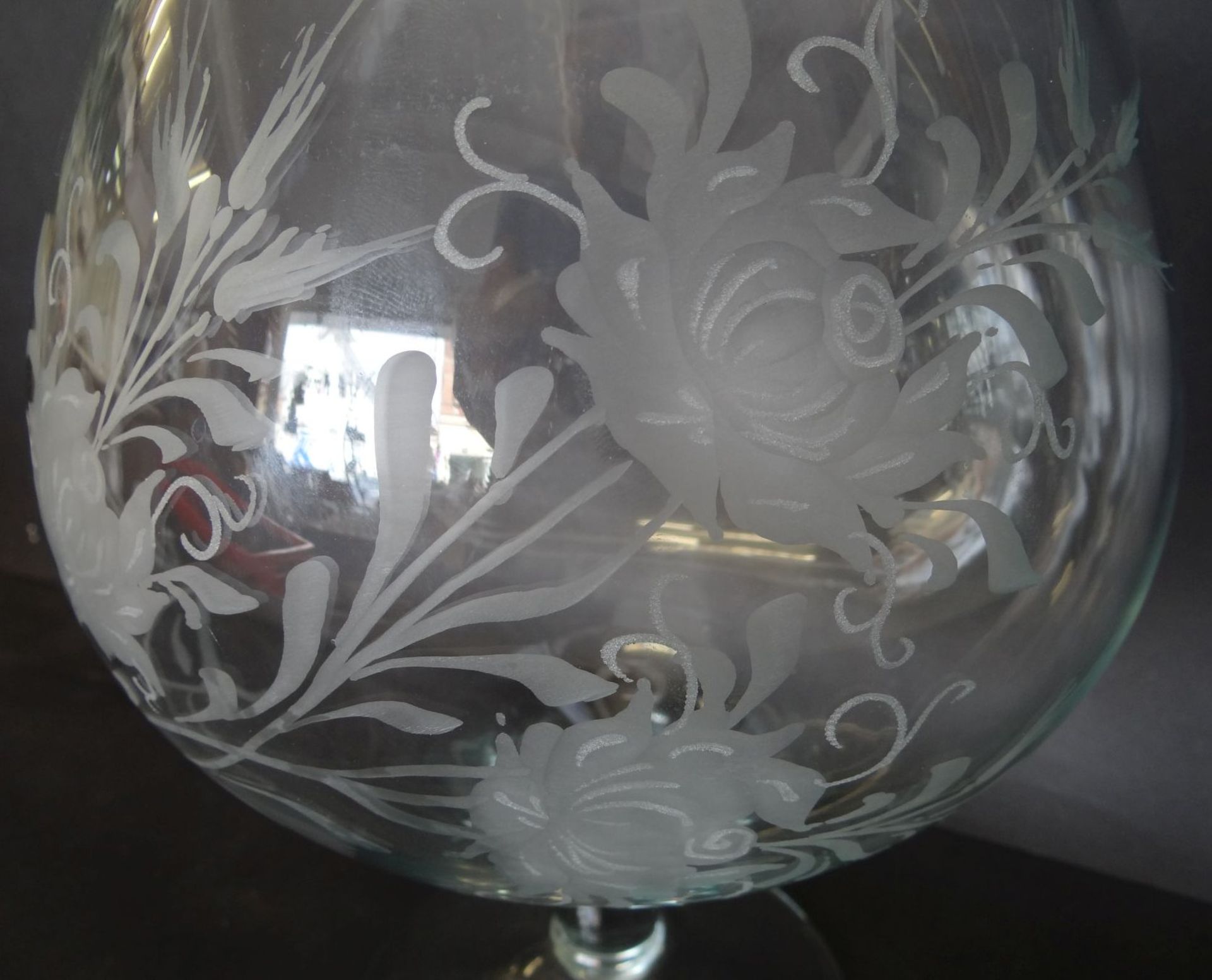 übergrosser Cognac-Schwenker, floral beschliffen, H-29,5 cm, D-ca. 15 c - Bild 4 aus 5