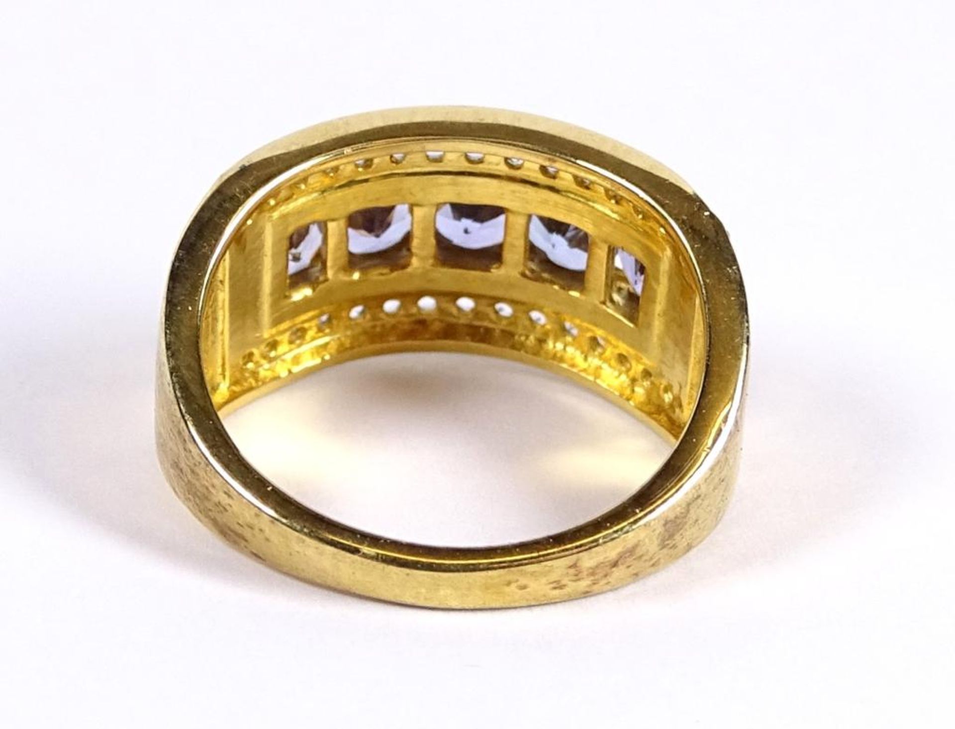 Ring,Silber -925- vergoldet, Tansanite, 4,80gr.,RG 53 - Bild 3 aus 3
