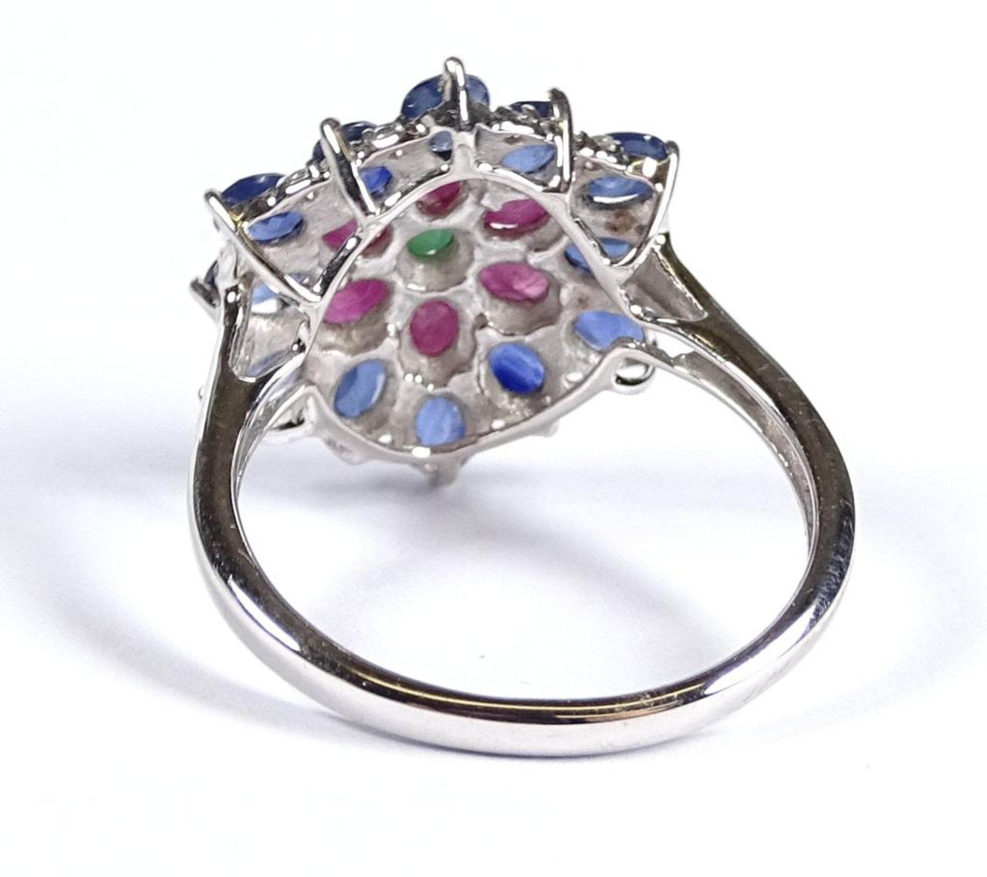 Ring,Silber -925-,Rubine,Saphire und Smaragd,3,9gr.RG 59/60 - Bild 3 aus 3