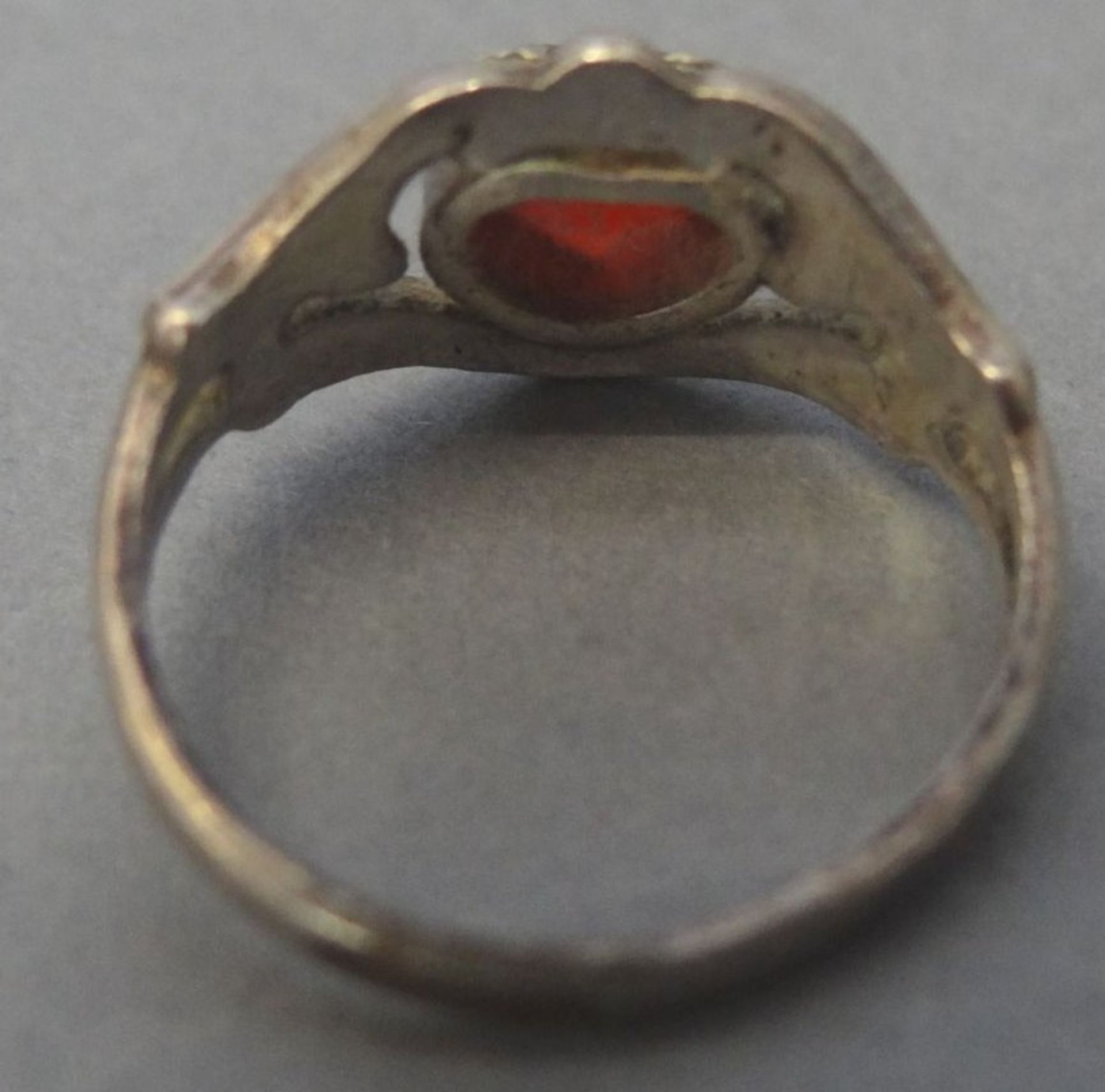 kl. alter Kinderring, Silber-835- mit roten Stein, - Bild 3 aus 3