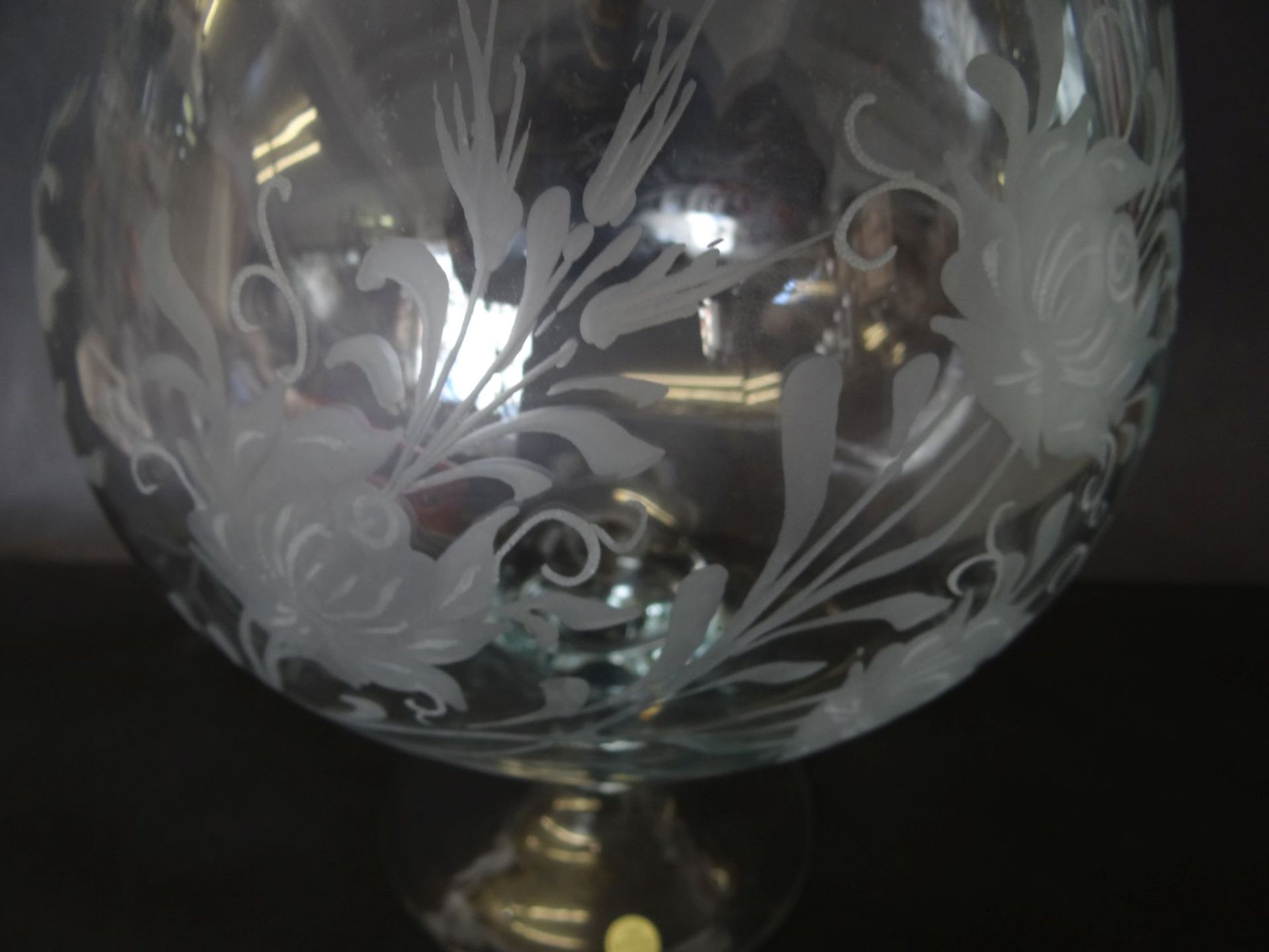 übergrosser Cognac-Schwenker, floral beschliffen, H-29,5 cm, D-ca. 15 c - Bild 3 aus 5