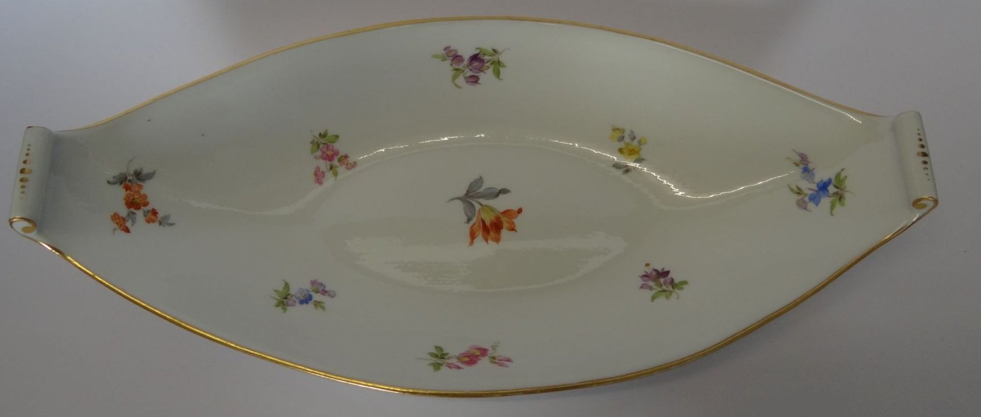 ovale Schiffchenschale "Meissen" Streublume, 1.Wahl, H-6 cm, 33x16 cm - Bild 3 aus 5