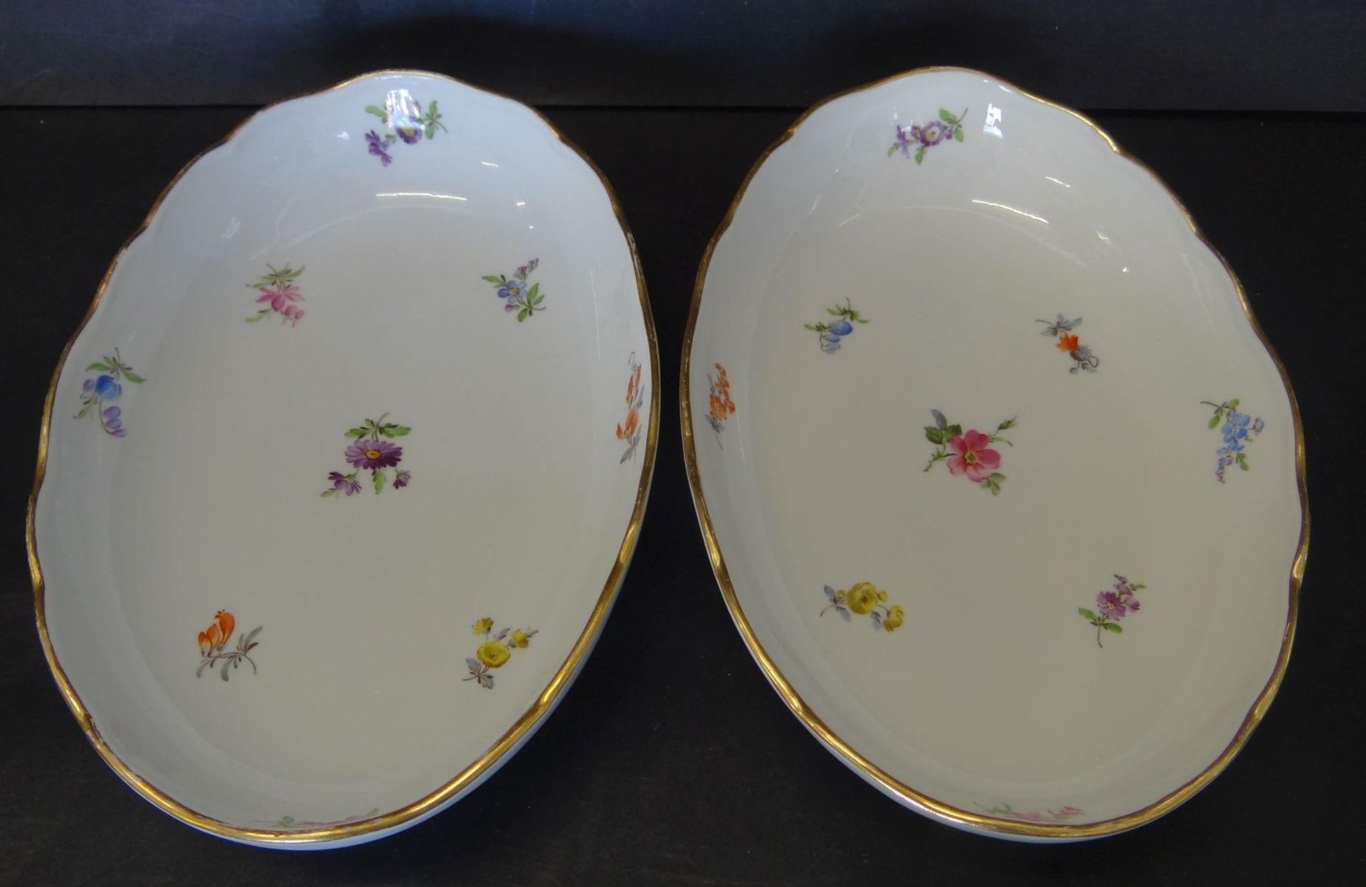 2x ovale Schälchen "Meissen" Streublume, 1.Wahl, , je 23x15 cm - Bild 2 aus 5