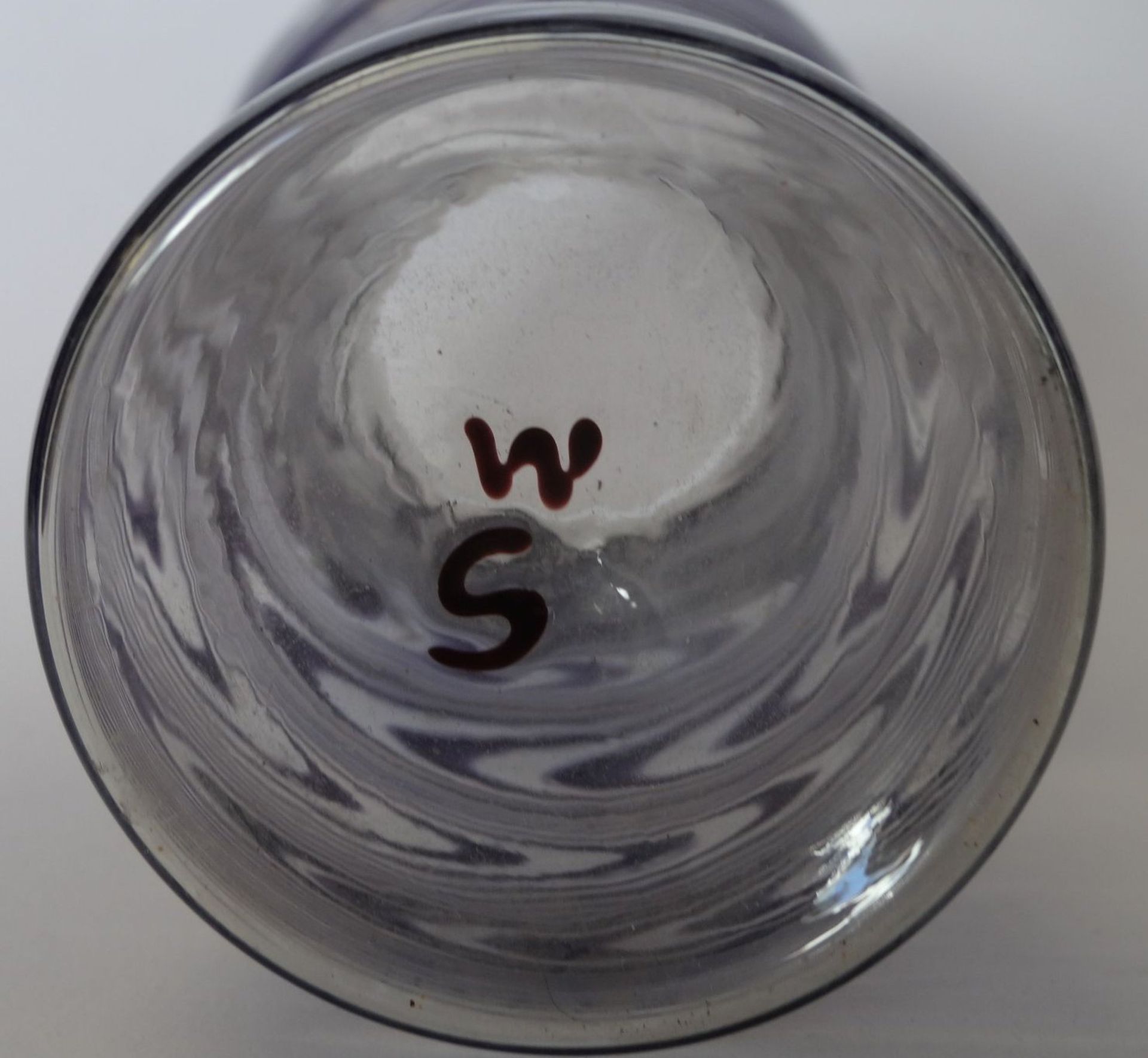 Hyazinthen-Vase, leichtes dünnes Glas, signiert "WS", H-15 cm, D-8 c - Bild 3 aus 5