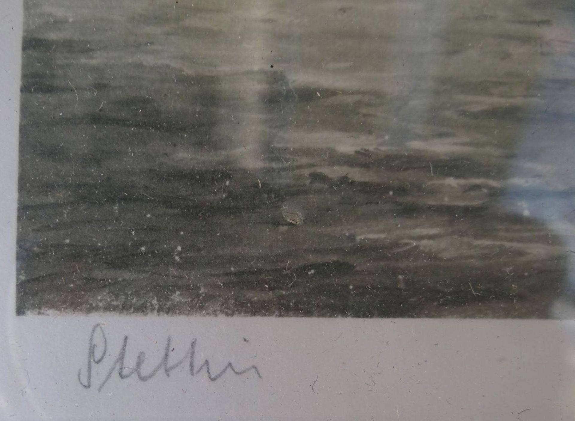 Siegfried ROCHEL (1904-1985) "Hafen Stettin" Farbgrafik, alt ger/Glas, RG 45x55 cm - Bild 4 aus 4