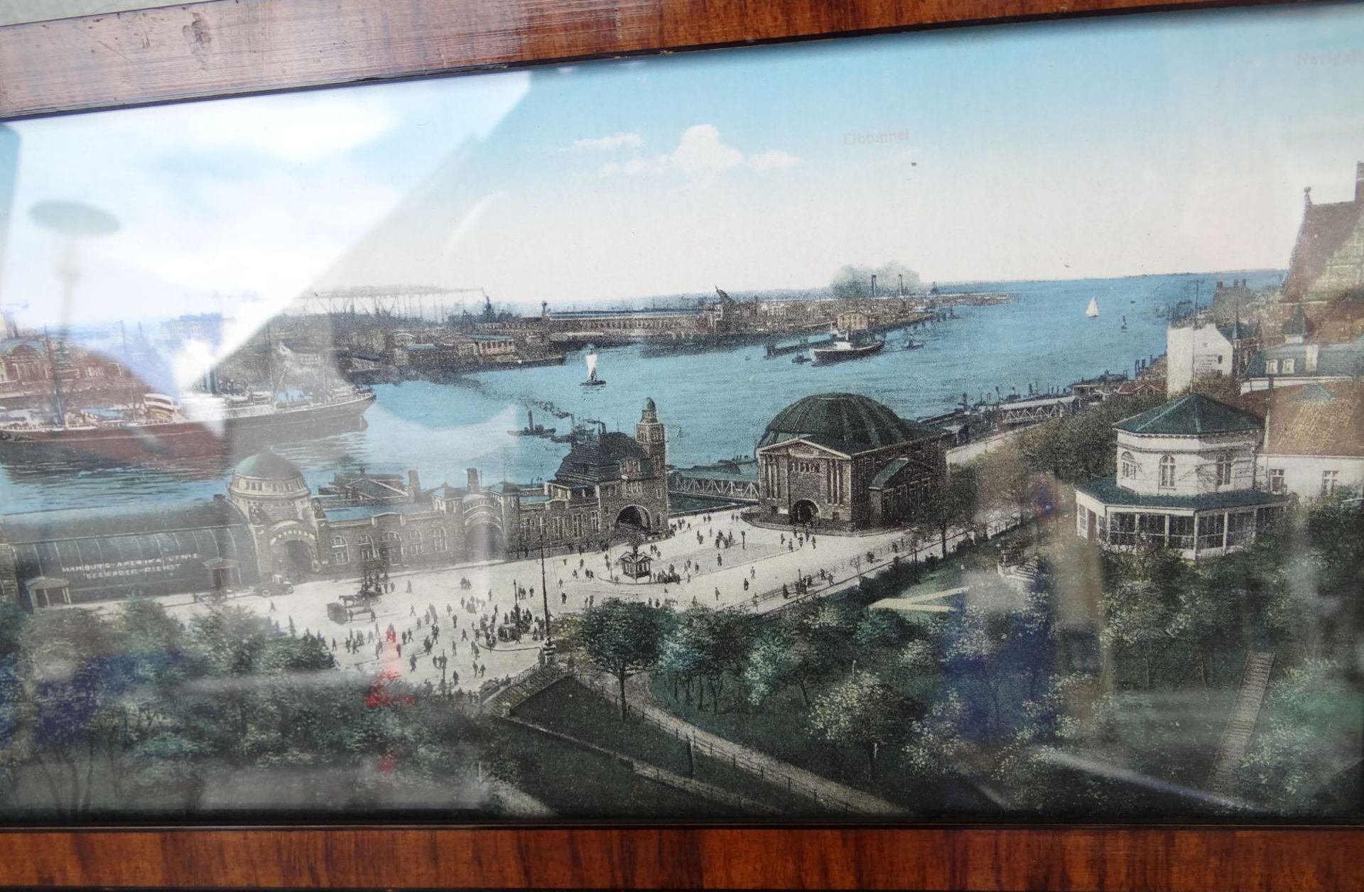 Panorama-Bild vom Hamburger Hafen, ger/Glas, 72x16 cm - Bild 3 aus 4