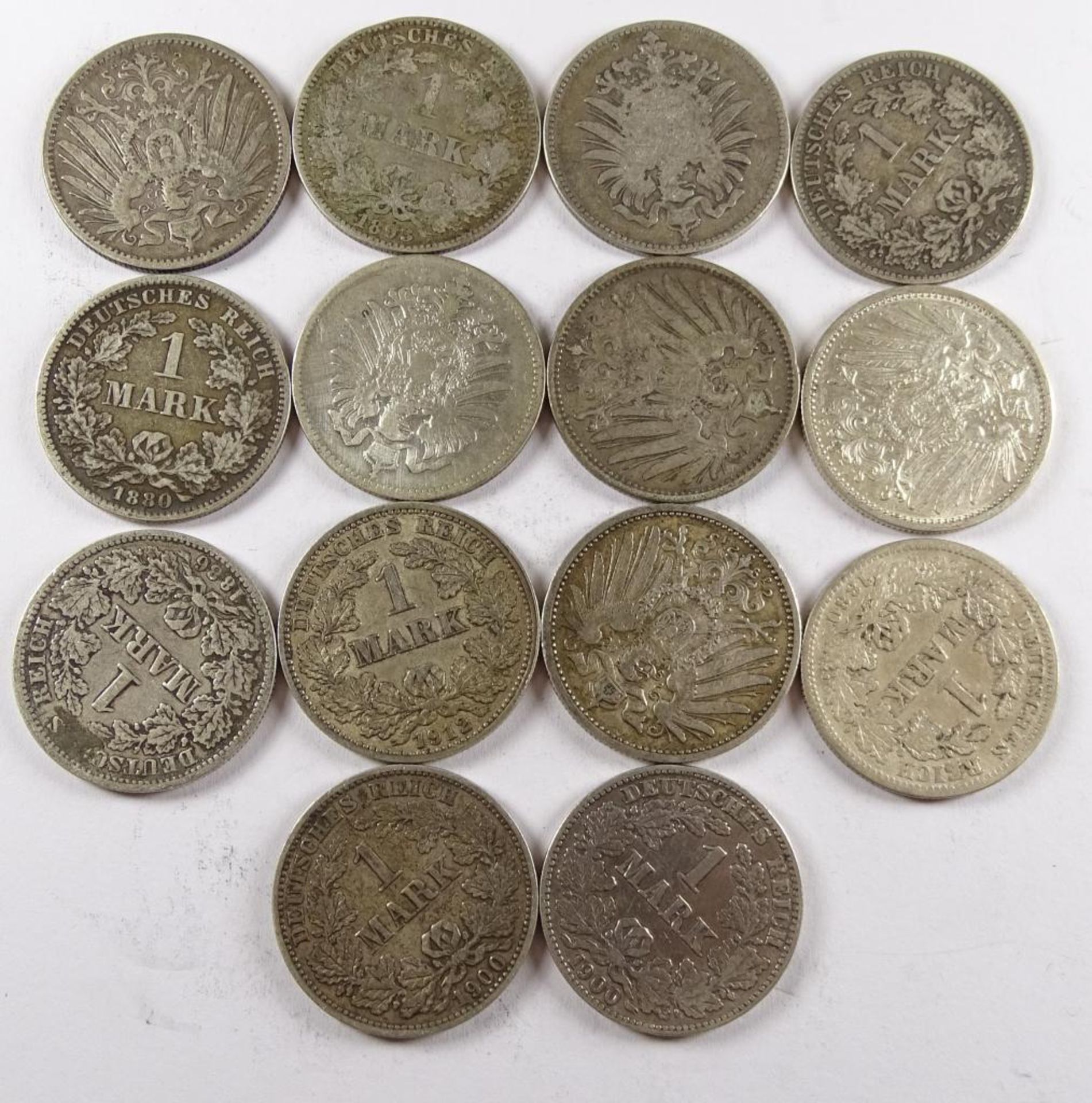 14x Reichsmark,2x1900,1886,1880,3x1912,2x1896,2x1980,1871,1893,1878