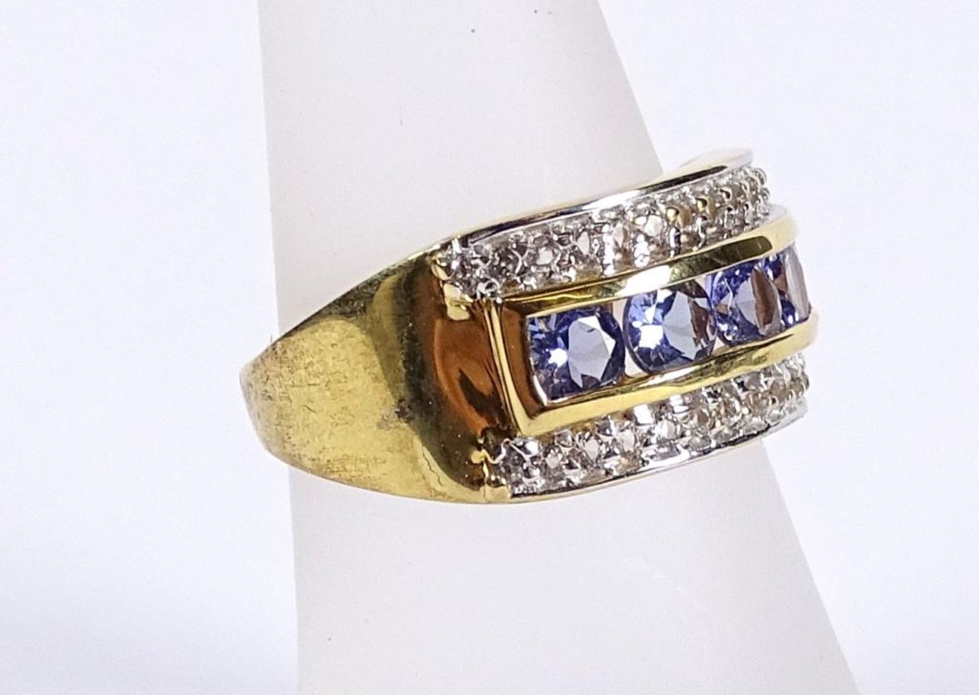 Ring,Silber -925- vergoldet, Tansanite, 4,80gr.,RG 53 - Bild 2 aus 3