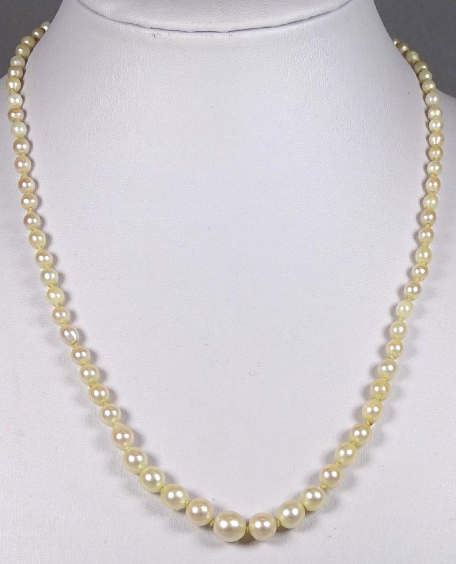 Perlen Halskette mit Bicolor Gold Schliesse -333-,L-42cm,d-2,6-6,5mm,8,6gr.