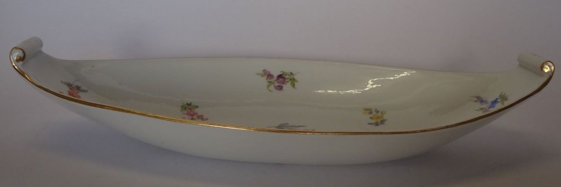 ovale Schiffchenschale "Meissen" Streublume, 1.Wahl, H-6 cm, 33x16 cm - Bild 2 aus 5