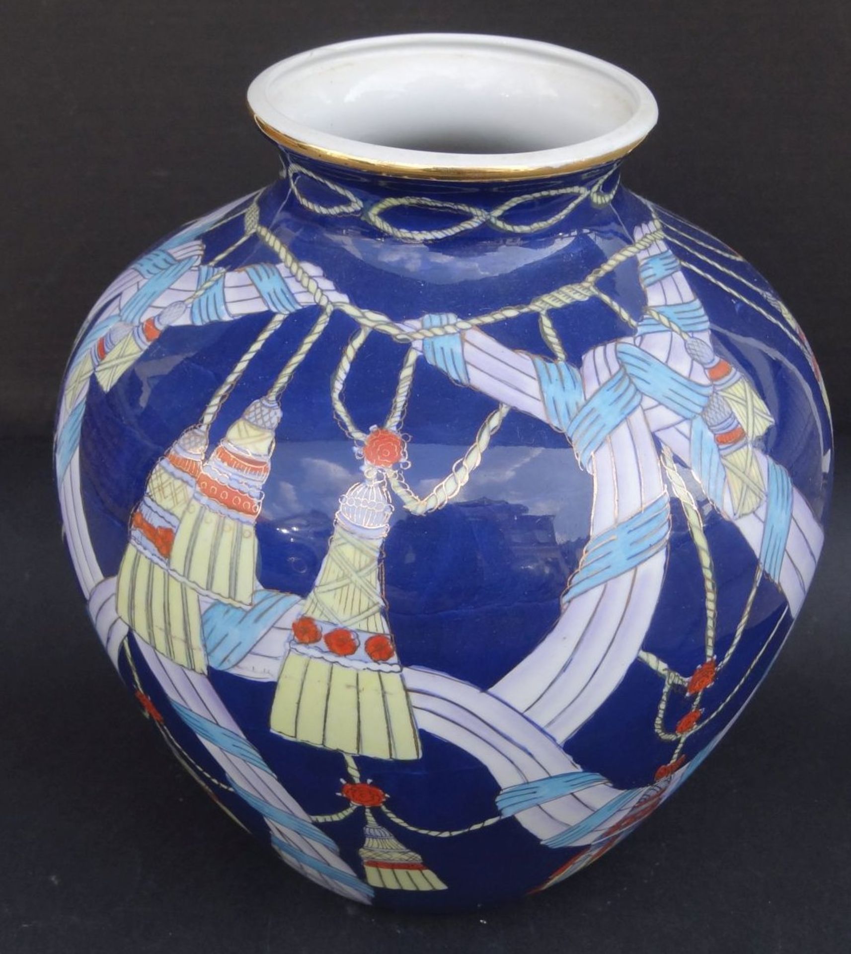 China-Vase, handbemalt, chines. gemarkt, H-25 cm, D-25 cm - Bild 3 aus 5