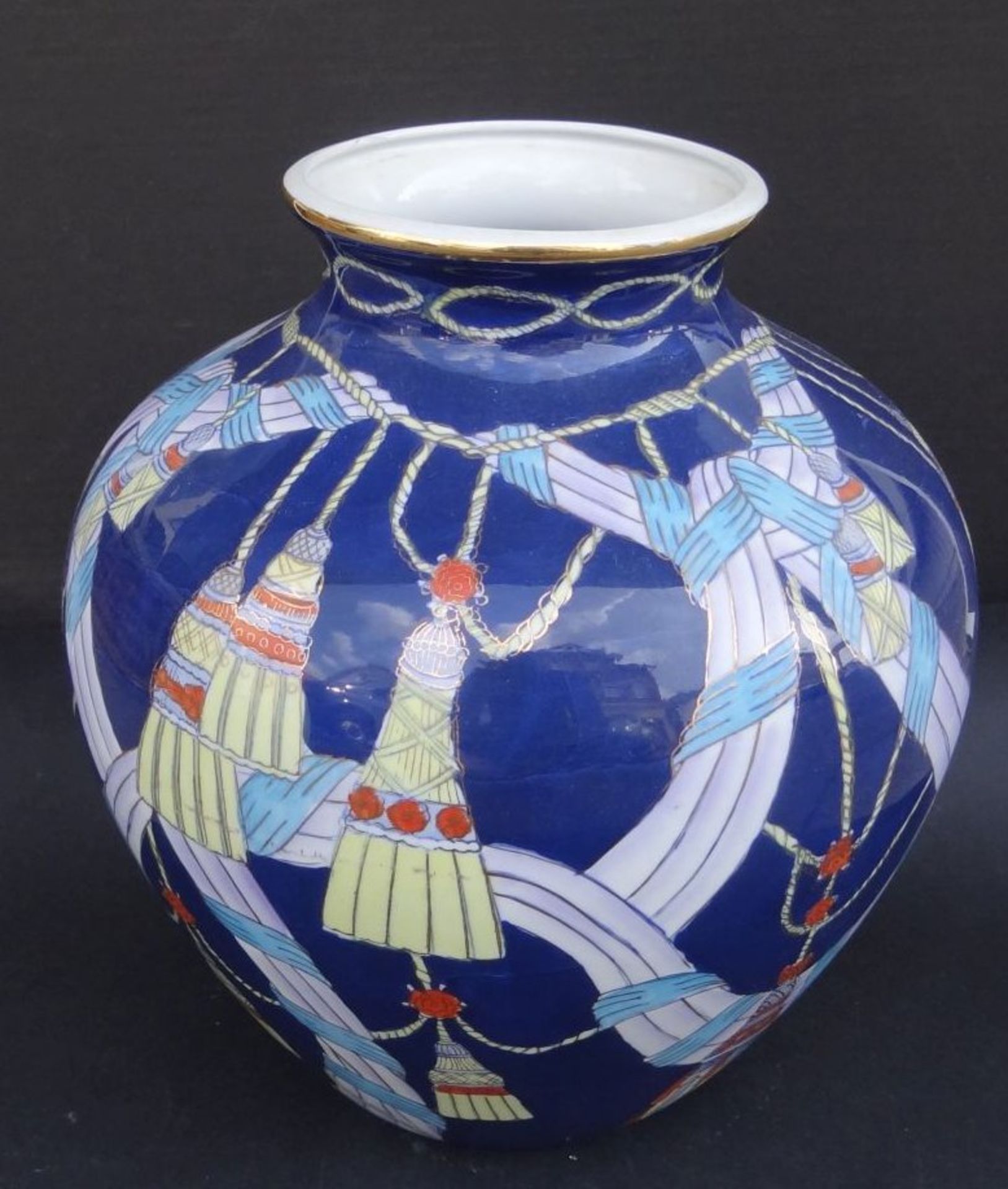 China-Vase, handbemalt, chines. gemarkt, H-25 cm, D-25 cm - Bild 2 aus 5