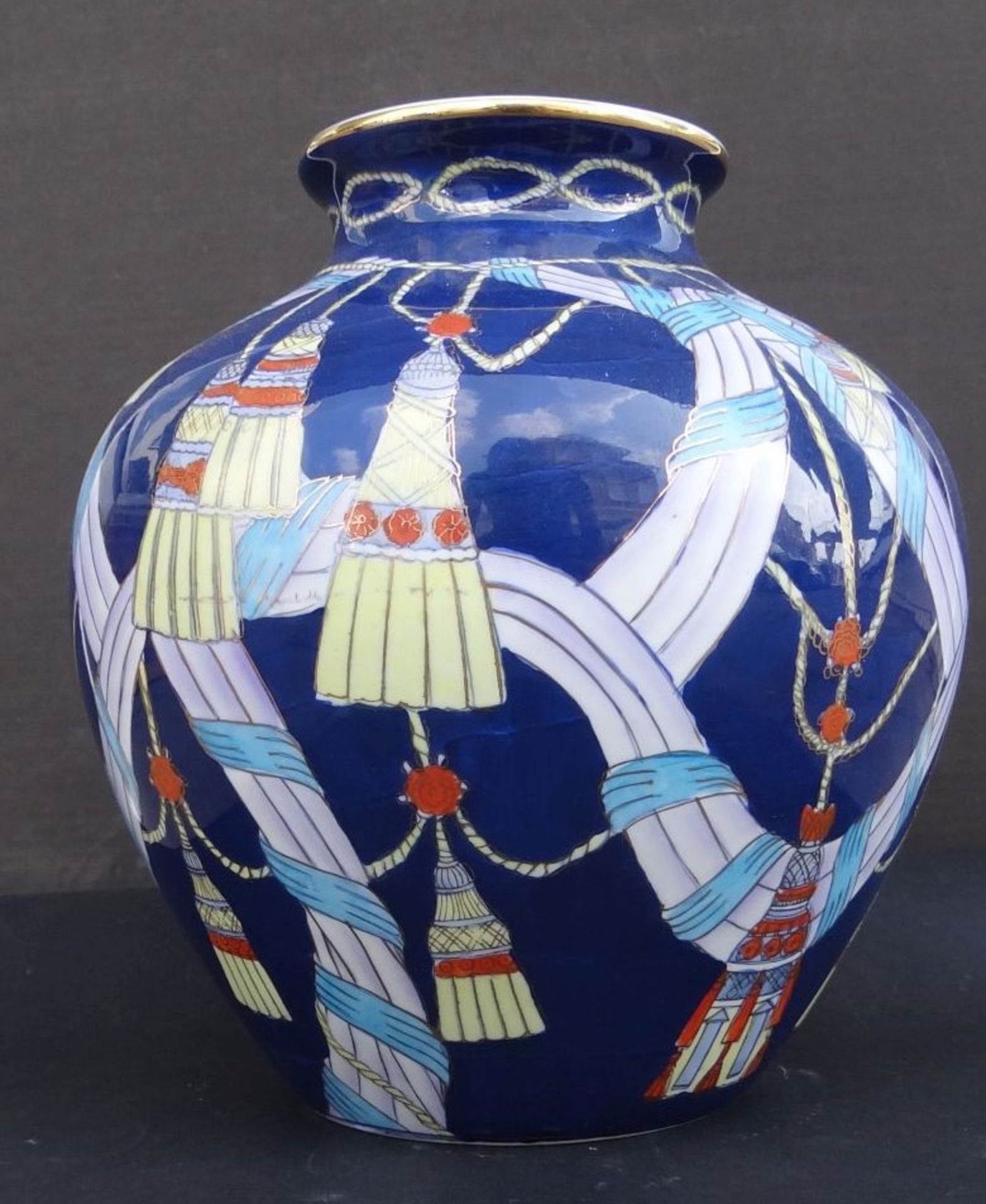 China-Vase, handbemalt, chines. gemarkt, H-25 cm, D-25 cm