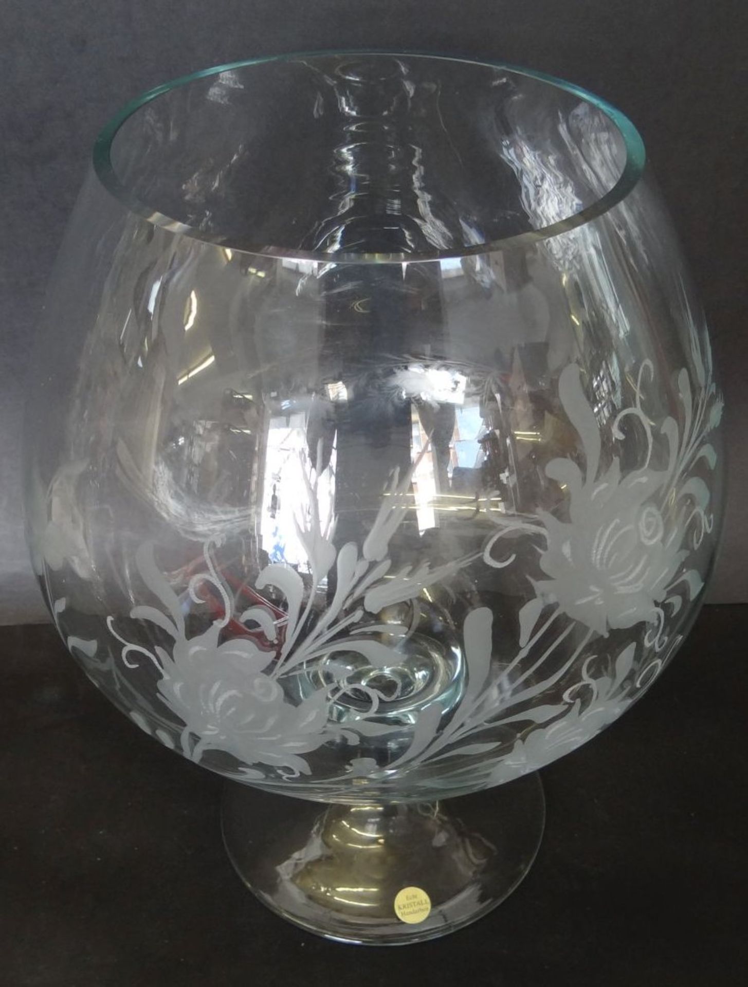 übergrosser Cognac-Schwenker, floral beschliffen, H-29,5 cm, D-ca. 15 c - Bild 2 aus 5