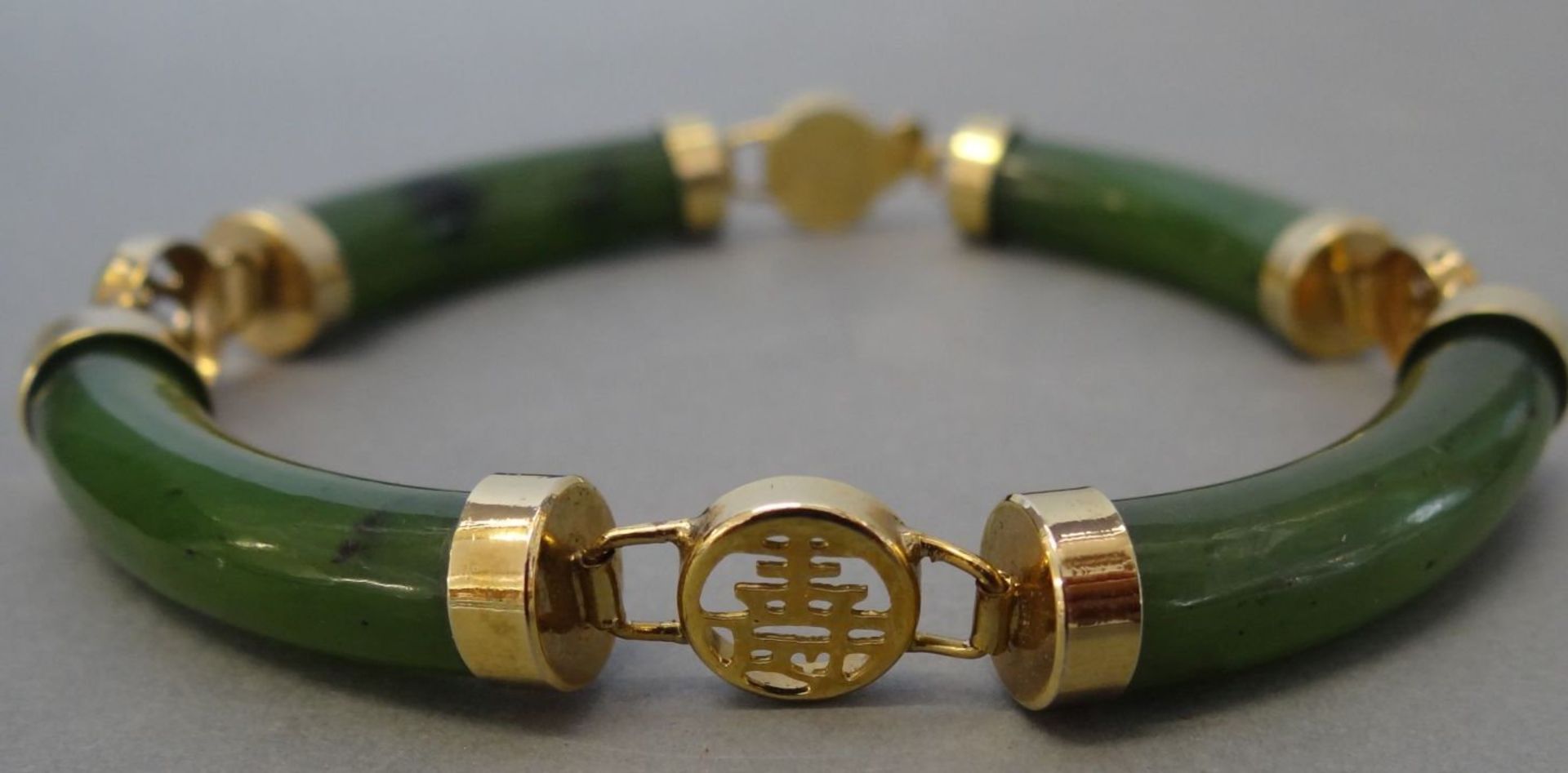 Armband, Jade mit Double-Montur, China, L-19 cm - Bild 3 aus 4