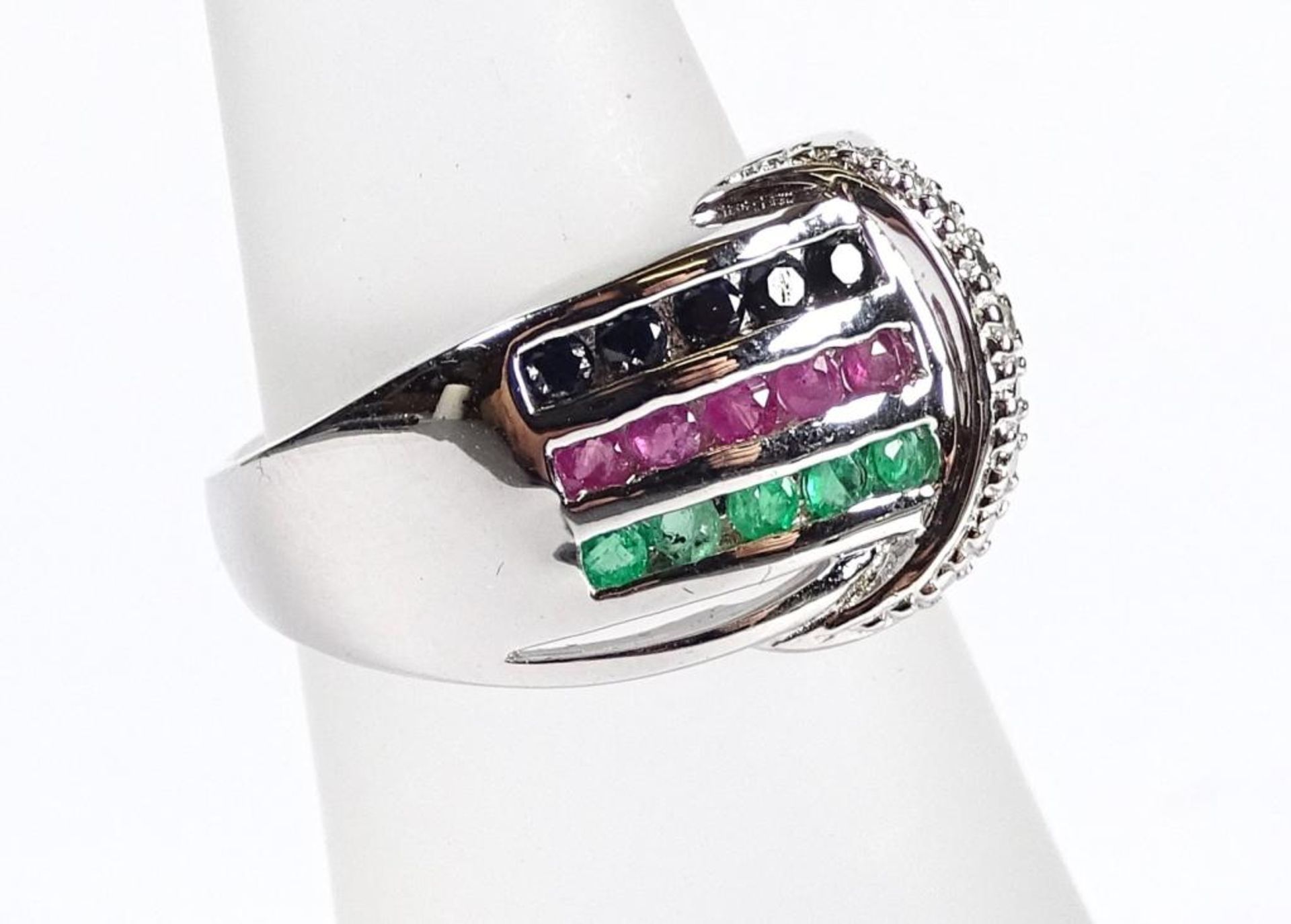 Ring,Silber -925-,Rubine und Smaragde,5,7gr.,RG 50 - Bild 2 aus 3