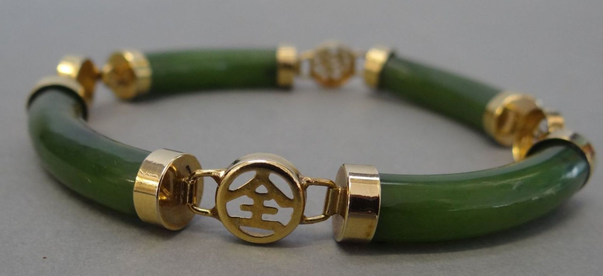 Armband, Jade mit Double-Montur, China, L-19 cm - Bild 2 aus 4