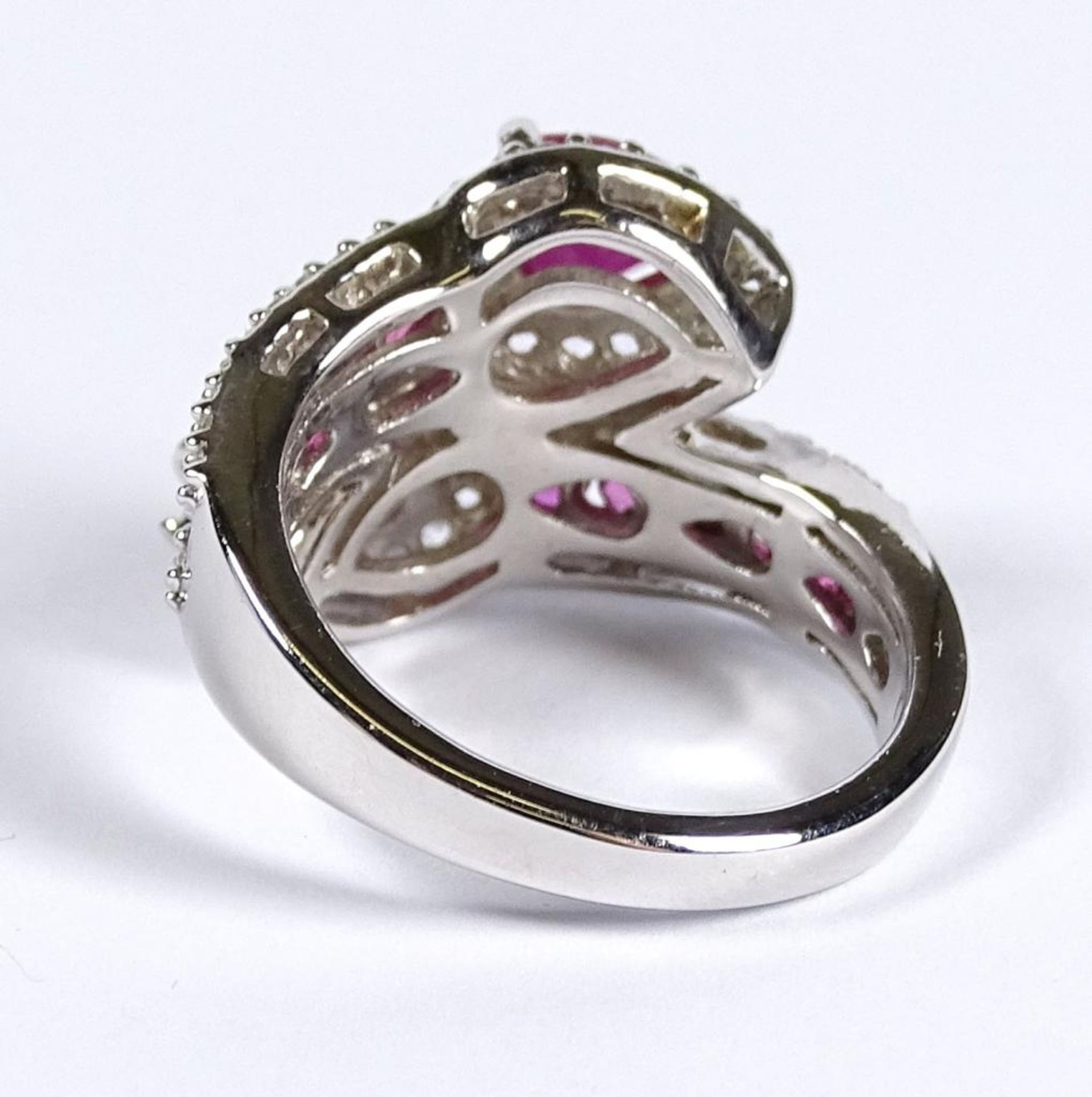 Ring,Silber -925-,Rubine und weiße Saphire,7,5gr.;RG 55/5 - Bild 3 aus 3