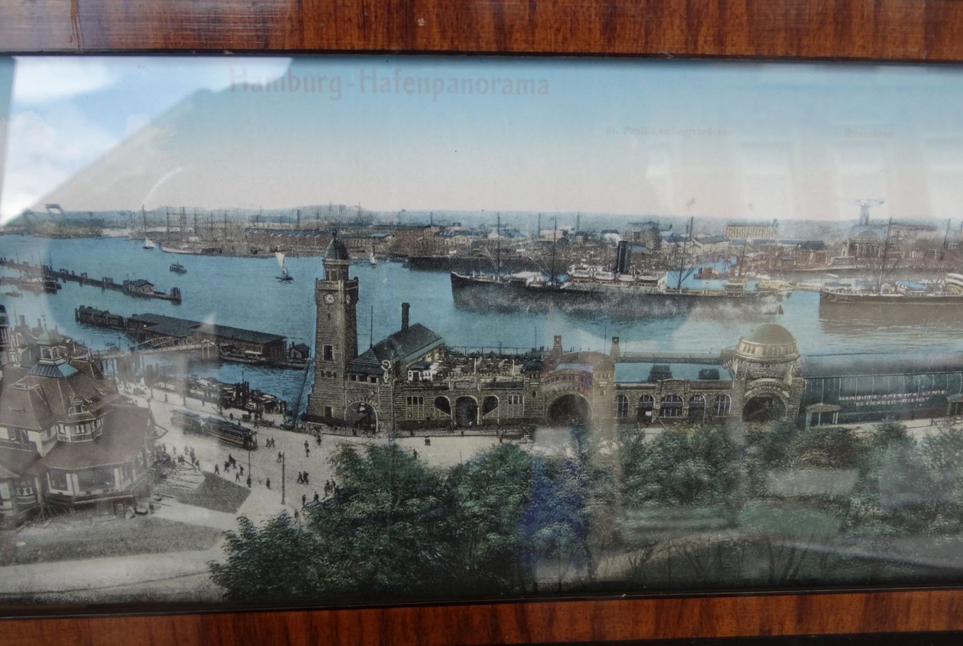 Panorama-Bild vom Hamburger Hafen, ger/Glas, 72x16 cm - Bild 2 aus 4