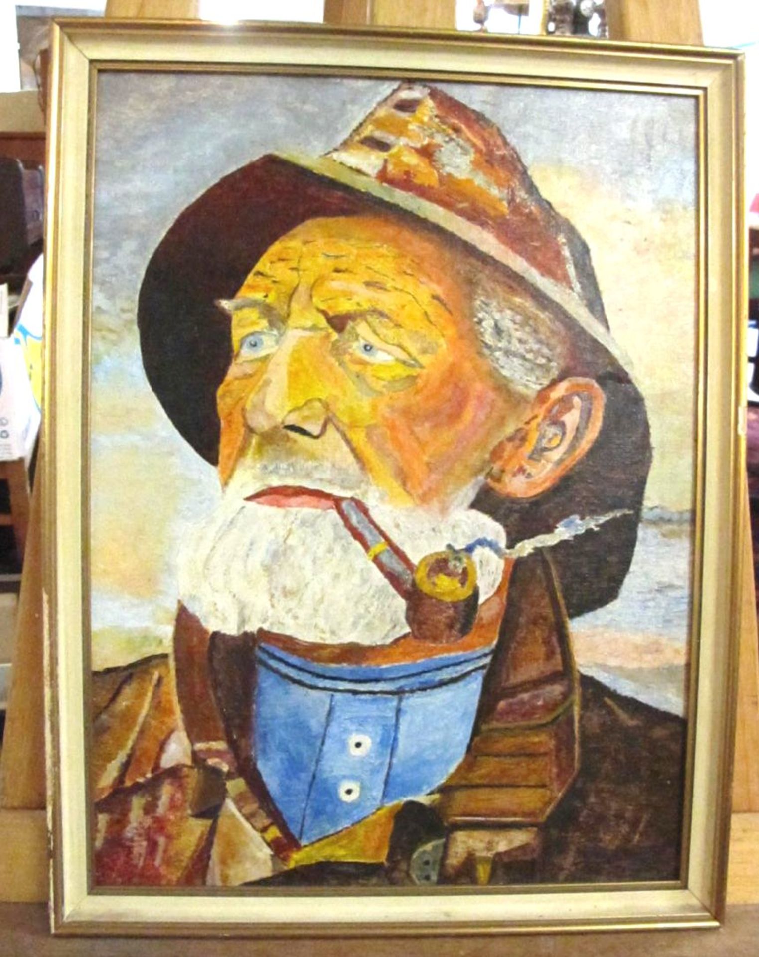anonym "Fischerportrait", Öl/Hartfaser, gerahmt, RG 42,5 x 32,5cm.
