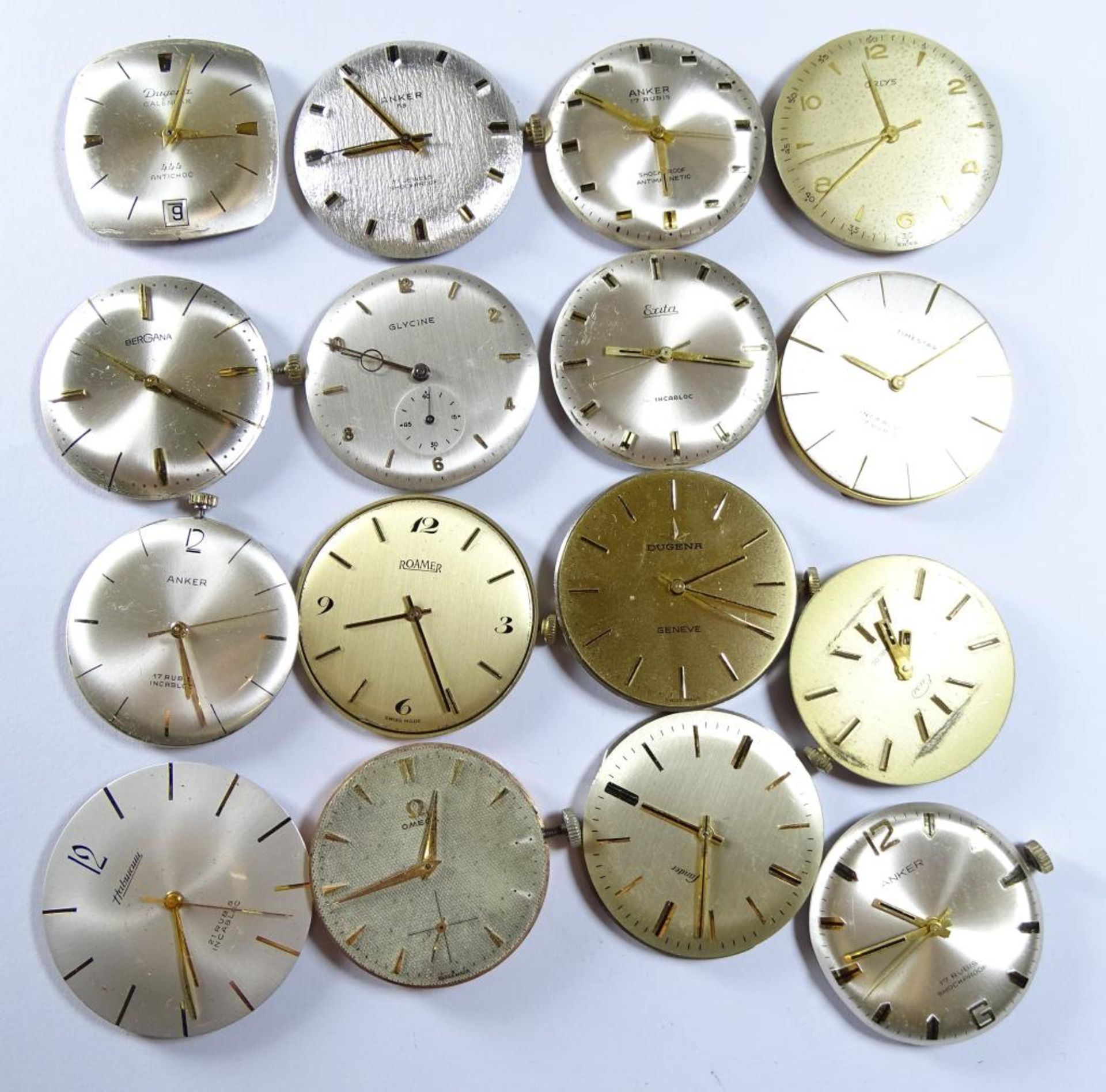 16 Uhrenwerke aus Golduhren,Funktionen nicht geprüf