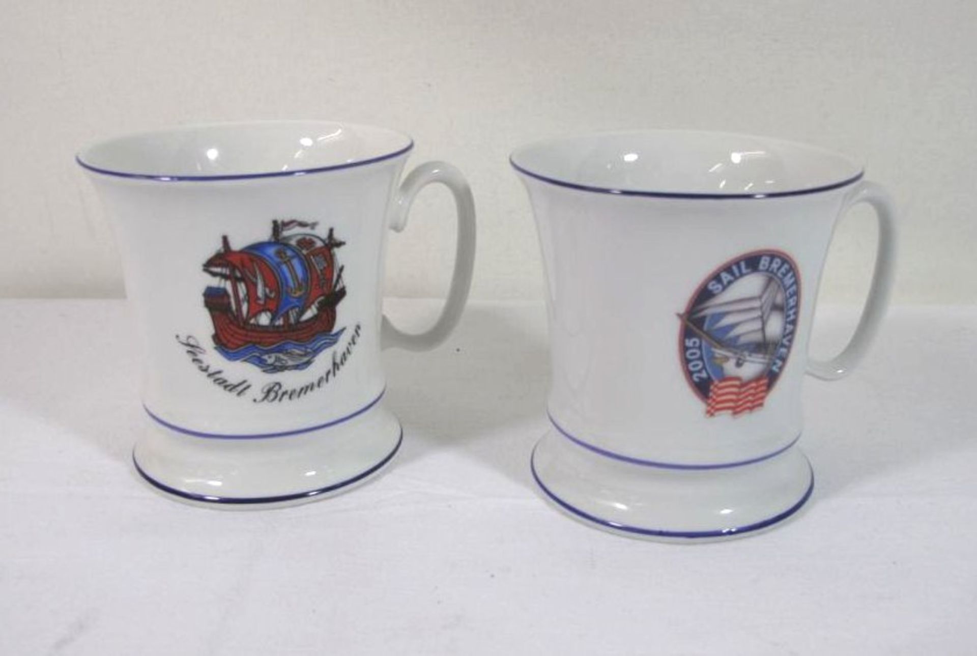 2x Kaffeebecher, Sail Bremerhaven 2005, H-10cm.