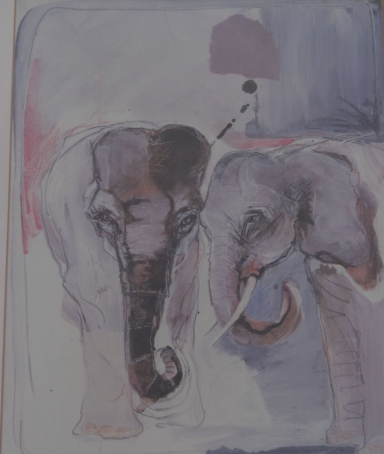 Rolf Knie (1949), Siebdruck, Zierkusmotiv mit Elefanten, ger/glas, RG 54x43 cm