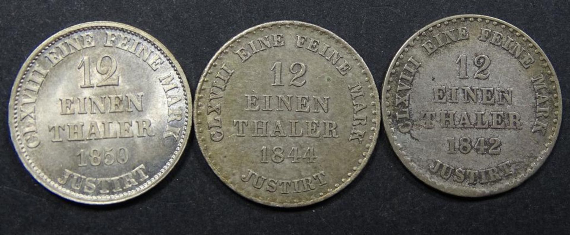 3x Einen Thaler,Silber, zus.7,4gr.