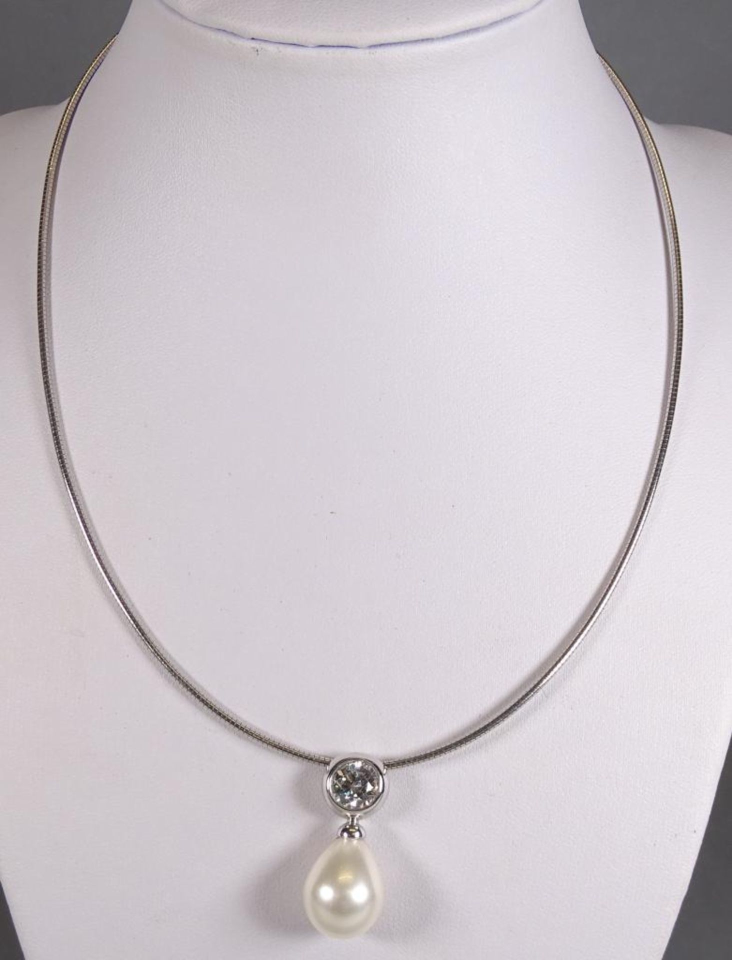 Halskette mit Muschelkernperle,Silber,ca.L- 40cm,11,5gr.