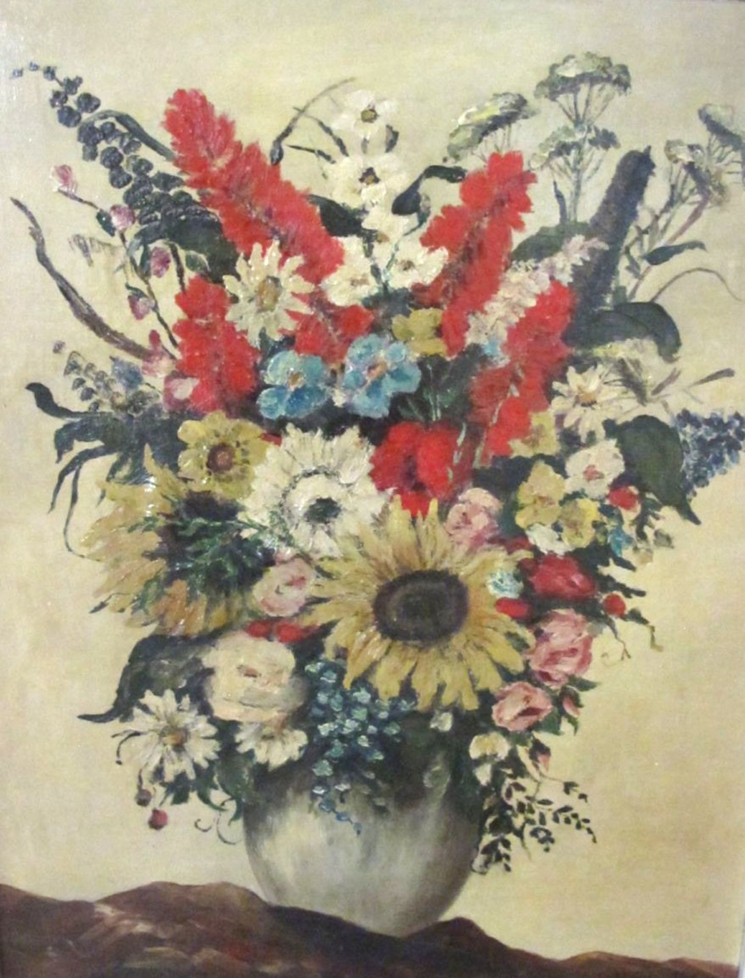 N.Schmitz 1944 "Blumen in Vase", Öl/Hartfaser, gerahmt, RG 65 x 54,5cm.