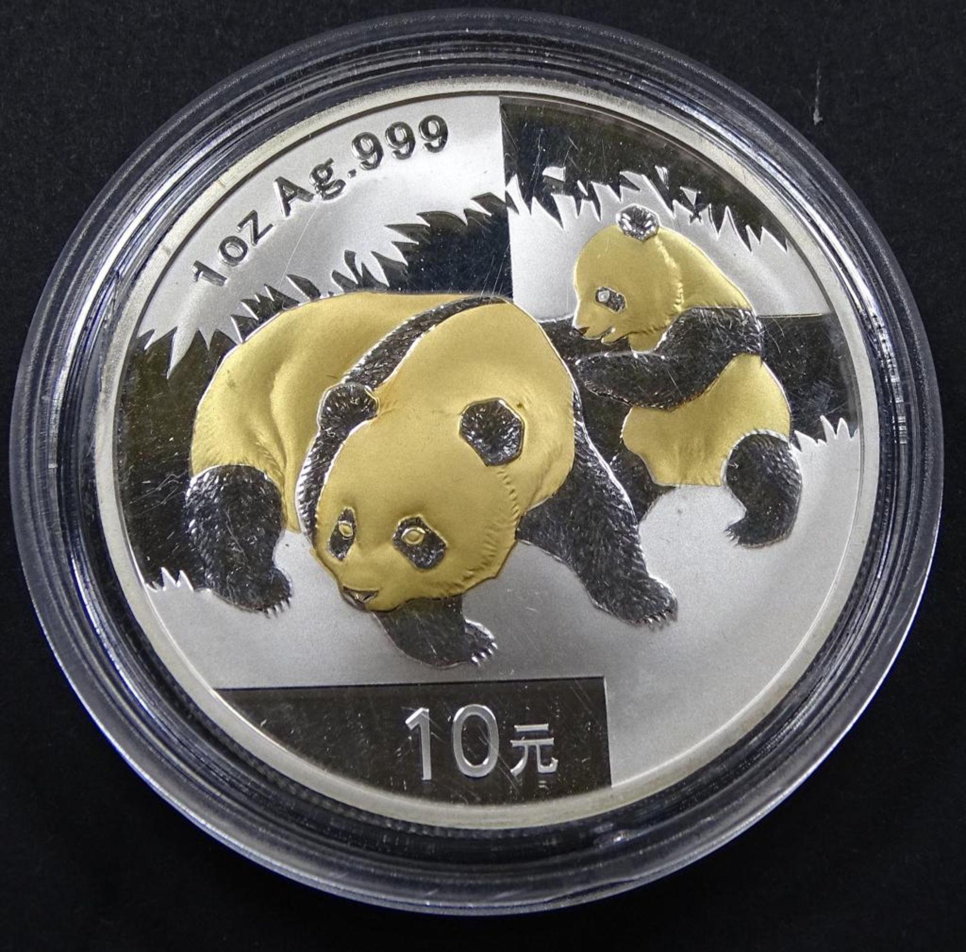 10 yuan,China, 2008, Panda, 1 oz.999,Silber, in Kapsel,d-40mm,30,9gr.