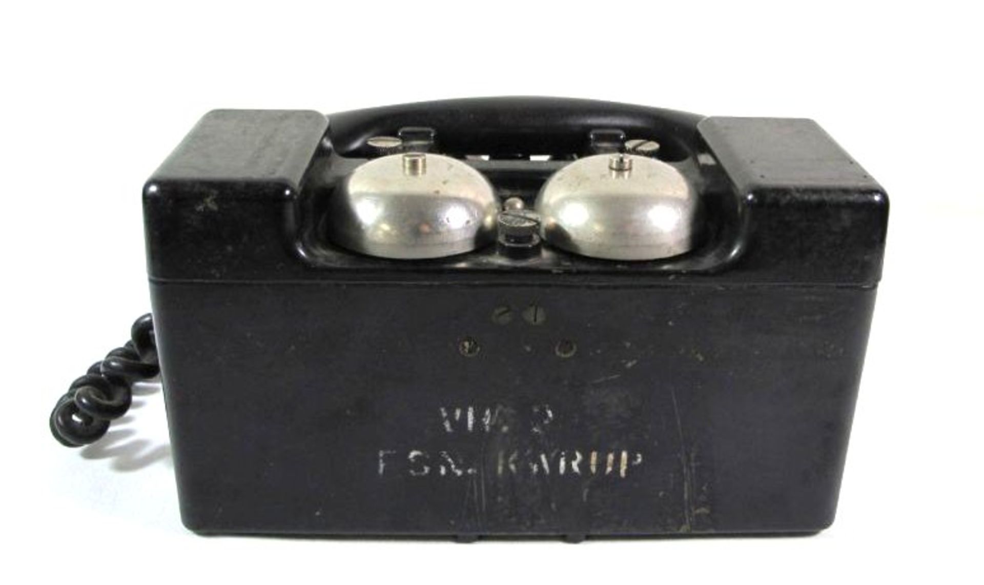 Feldtelefon, wohl England, Telephone Set "F" MK II, Funktion nicht geprüft, H-14,5cm B-25cm. - Bild 3 aus 3