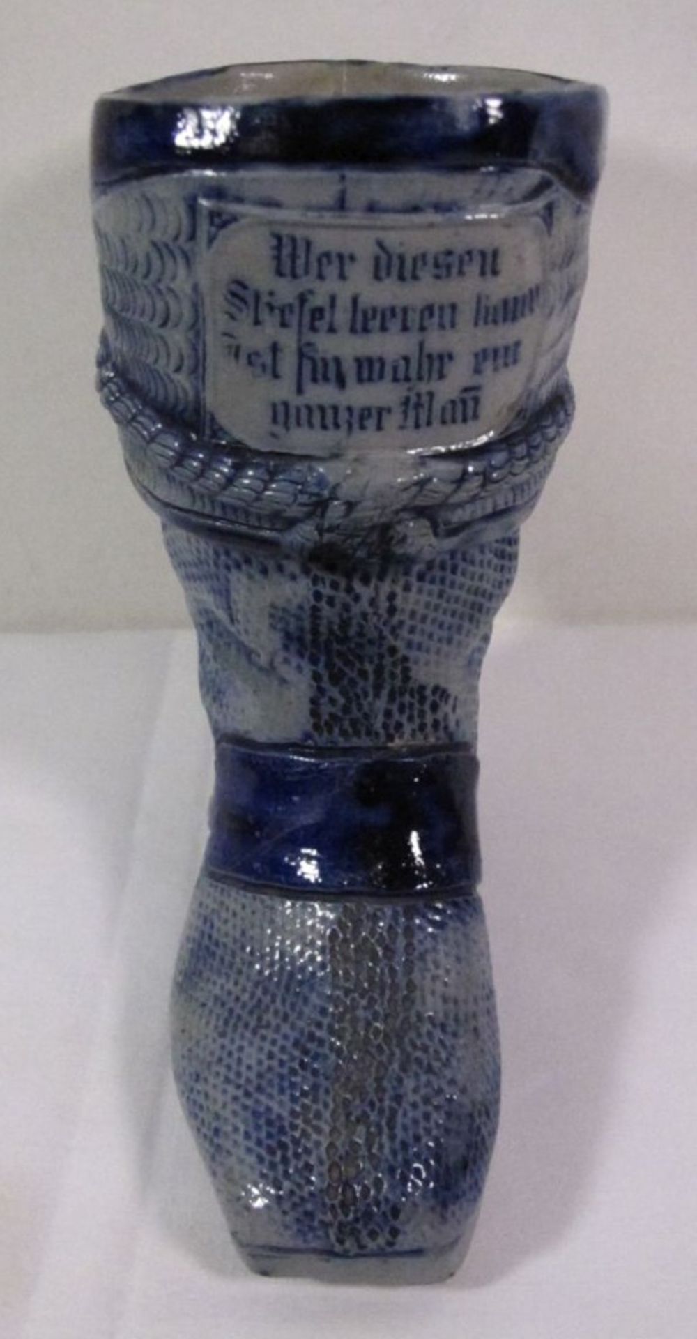 Trinkstiefel, ungemarkt, älter, Salzgalsur, 2x Altrisse, H-21cm.